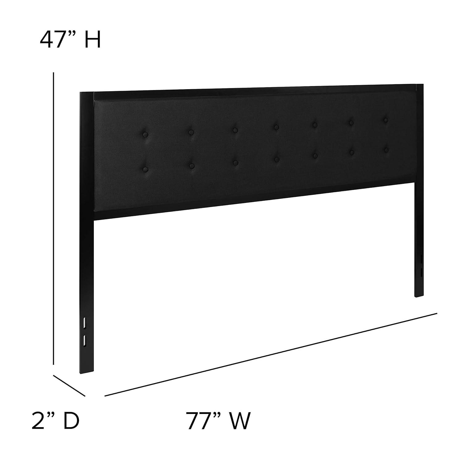 Flash Furniture Bristol Metal Tufted Upholstered King Size Headboard in Black Fabric