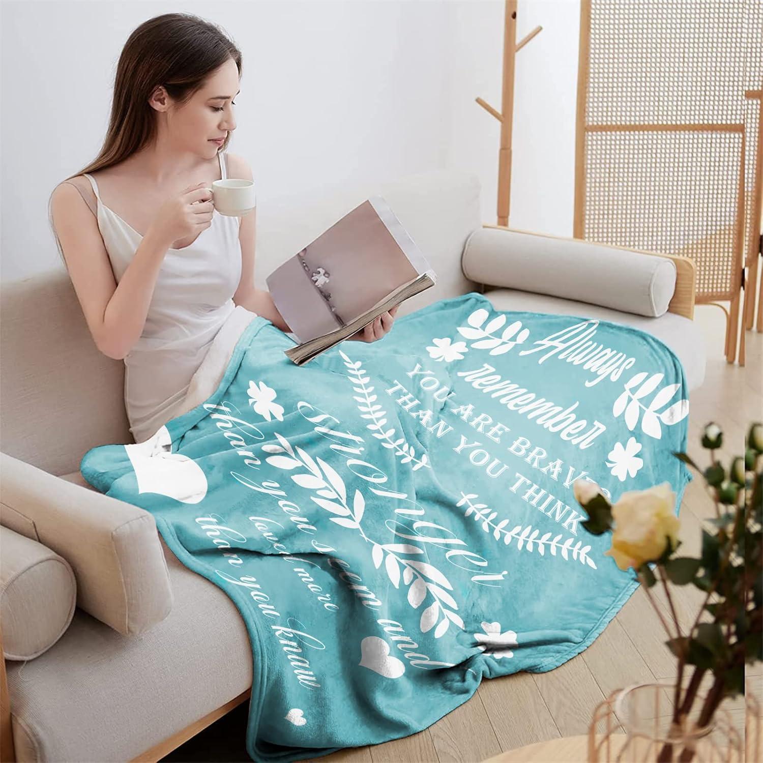 BOOPBEEP Christian Gifts, Spiritual Religious Gift for Women Inspirational Blanket with Bible Verse Prayers Christian Birthday Gift Get Well Soon Gifts for Women Healing Throw Blanket (Teal, 40"x50")