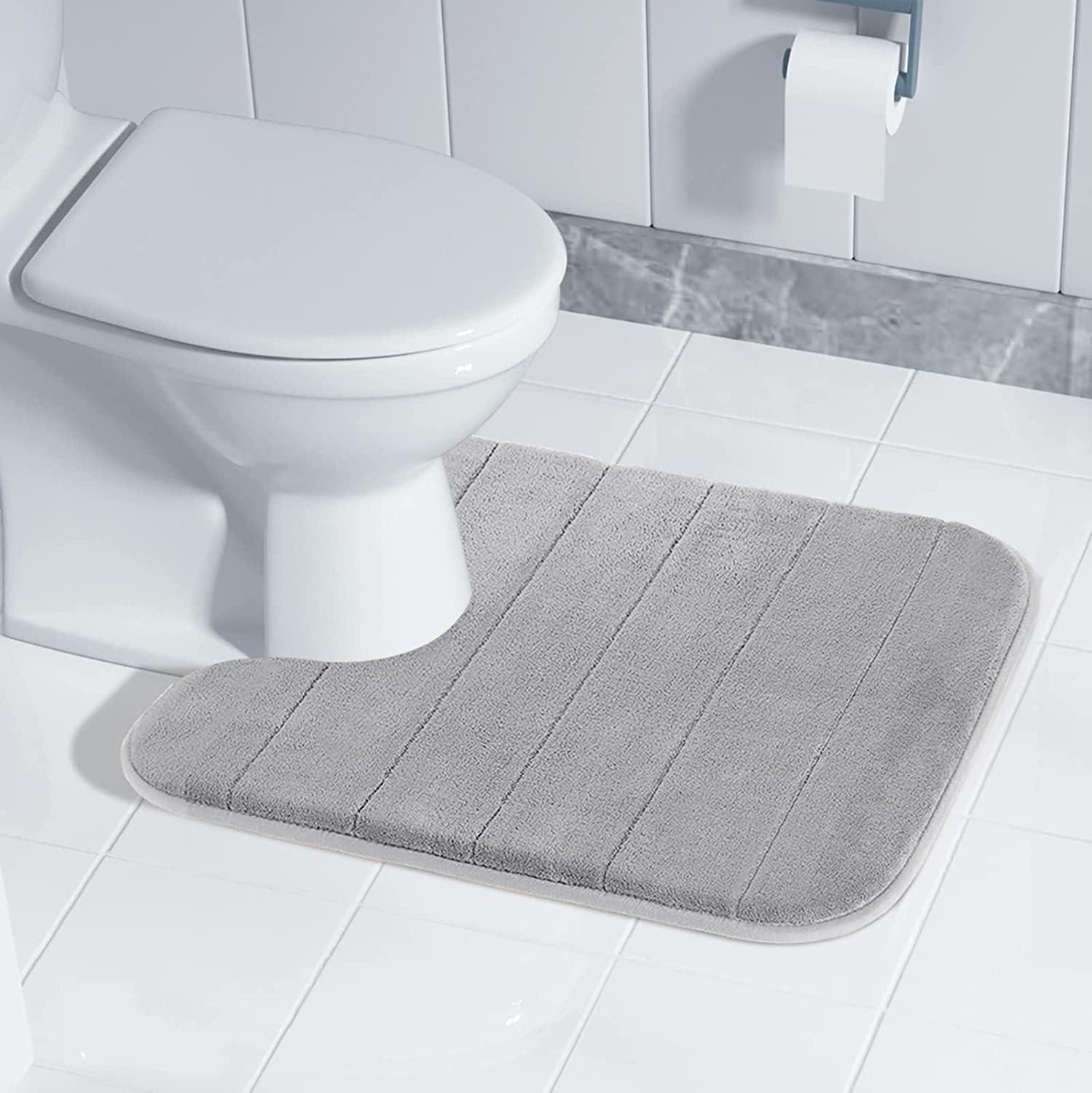 Yimobra Memory Foam Toilet Bath Mat U-Shaped, Commode Contour Rug, Soft and Comfortable, Super Water Absorption, Non-Slip, Thick, Machine Wash and Easier to Dry for Bathroom, 24 X 20 Inches,