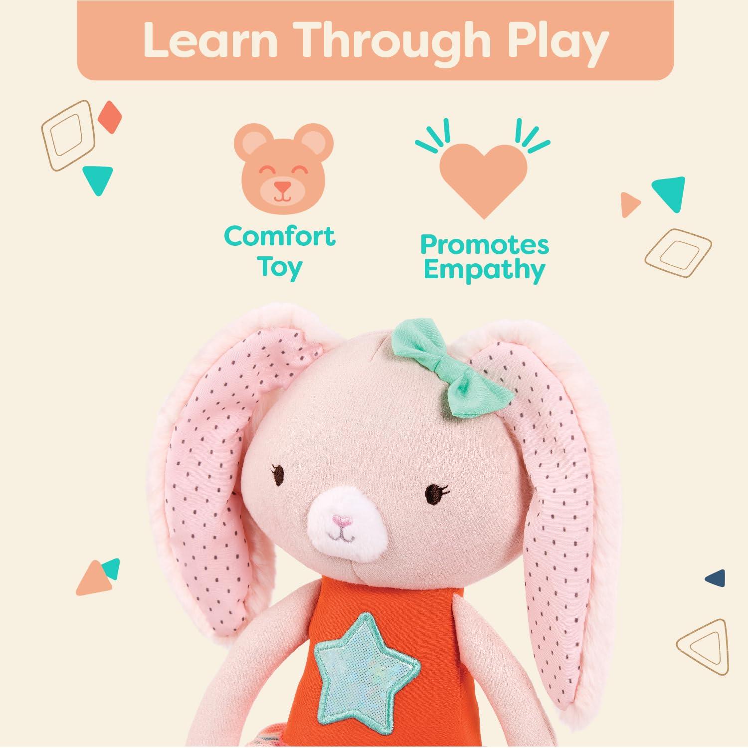B. toys- B. softies- 15" Plush Bunny- Soft Stuffed Animal for Baby, Toddler, – Orange & Pastel Outfit- Washable Rabbit- Tippy Toes- Becky Bunny- 0 Months +