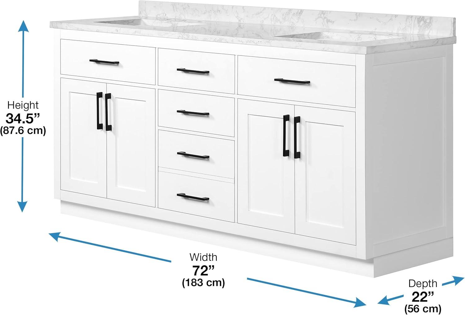 Ove Decors Athea 72 W x 22" D Freestanding Bathroom Vanity with Double Sink, Pure White