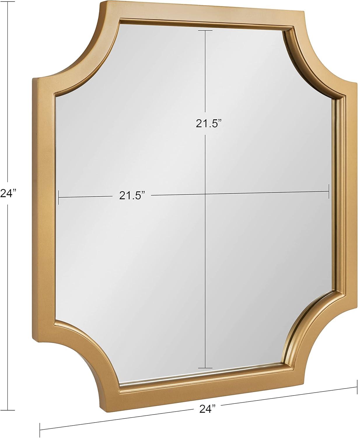 Hogan Scalloped Edge 24" Square Wood Mirror in Gold