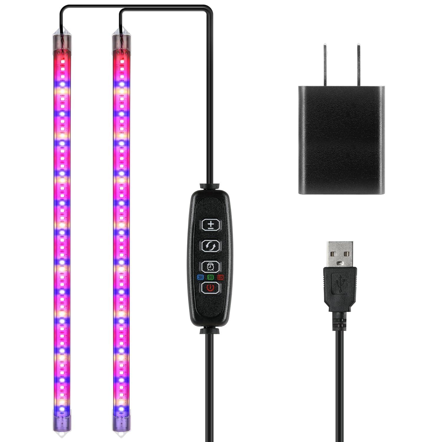 iPower LED Grow Light for Indoor Plants, 20W Grow Light Strips with Auto On/Off Timer, Plant Light Bars for Succulents