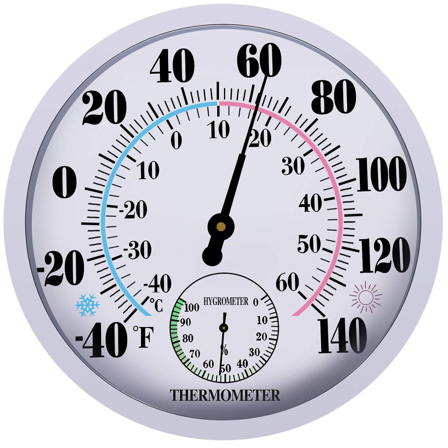 Uanit Indoor Outdoor Thermometer Large Numbers Wall Thermometer Hygrometer Waterproof Does not Require Battery Wireless Hanging Hygrometer Garden Decoration