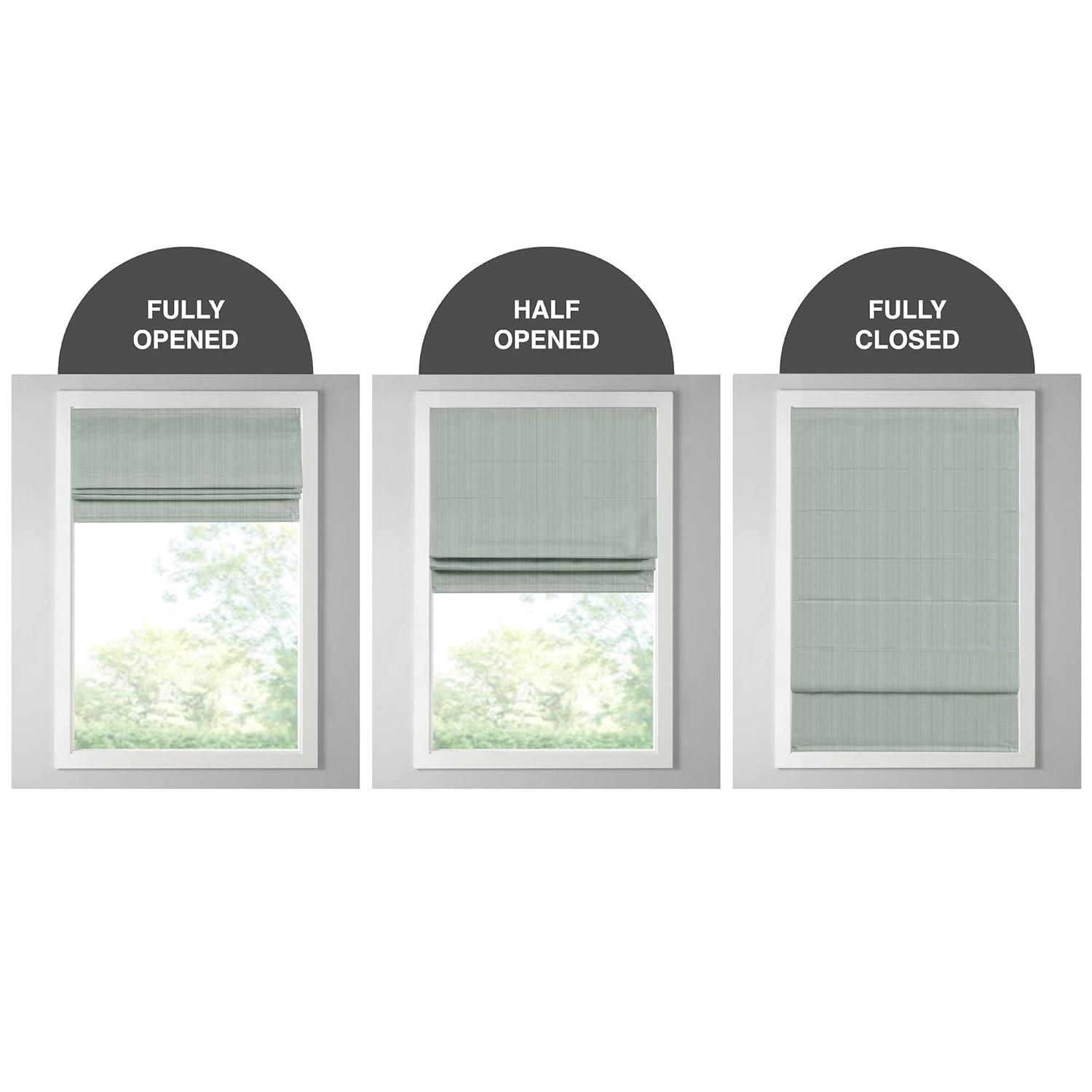 Madison Park Galen Basketweave Room Darkening Cordless Roman Shade Single Window Panel in Indigo Blue, 34"x64"