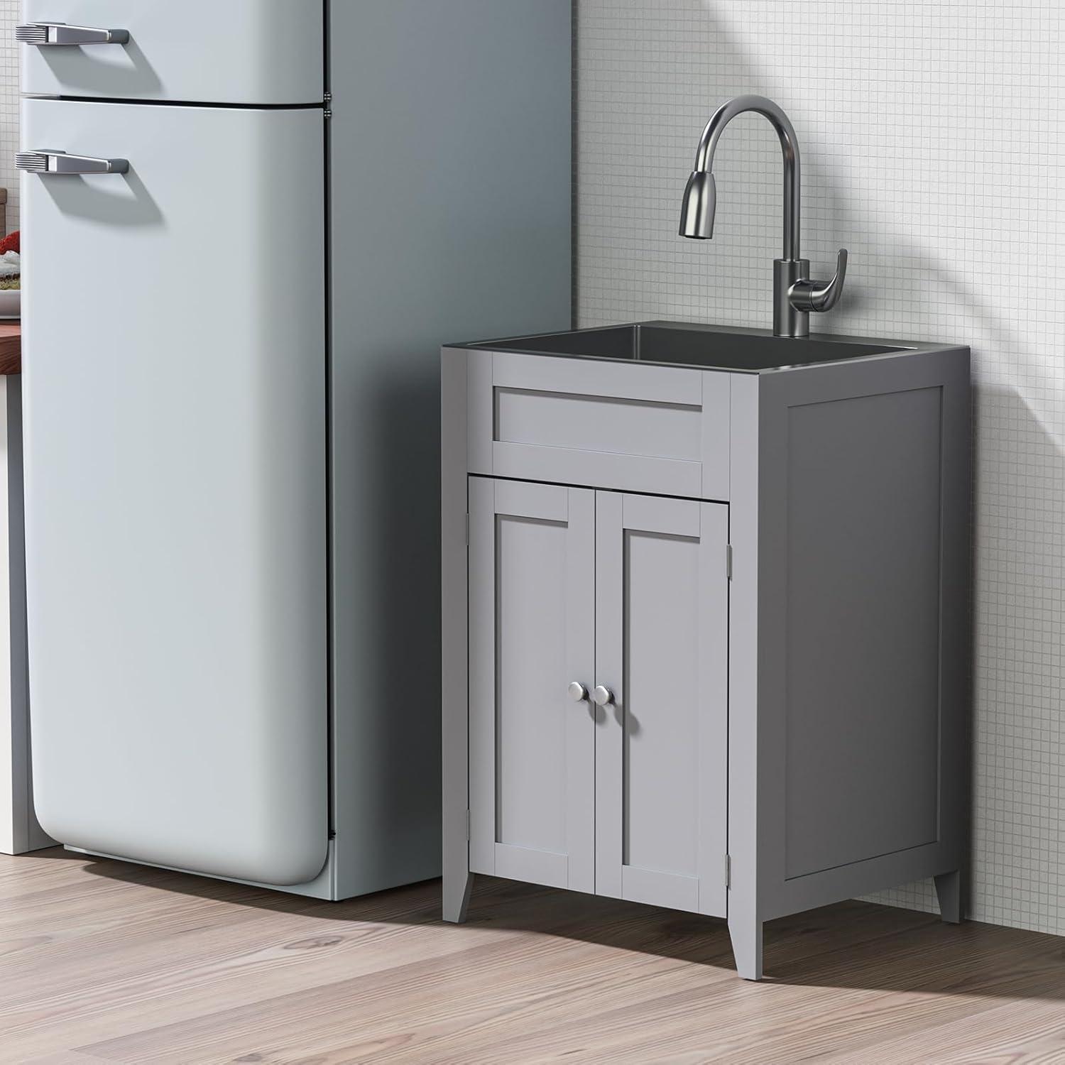 Ktaxon Gray Stainless Steel 72.6 lb Utility Sink