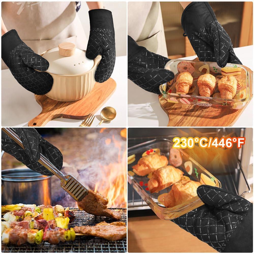 ACDNAC 4Pcs Oven Mitts,Effective Anti Slip and Anti Scalding Oven Mitt,Anti Corrosion Pot Holders