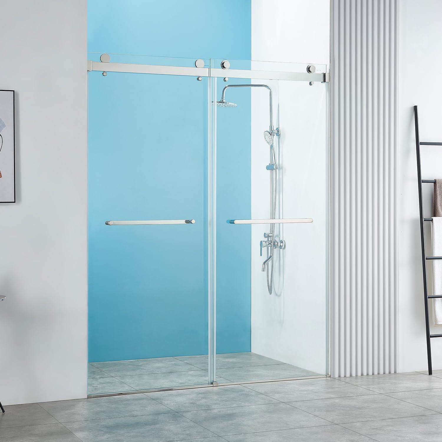 Siva 60 In. W X 76 In. H Framed Sliding Shower Door With 5/16" Tempered Clear Glass