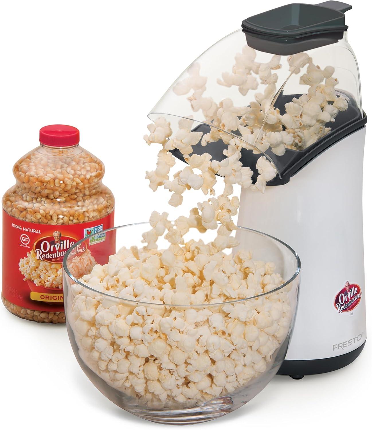 White and Black Hot Air Popcorn Maker with Measuring Cup