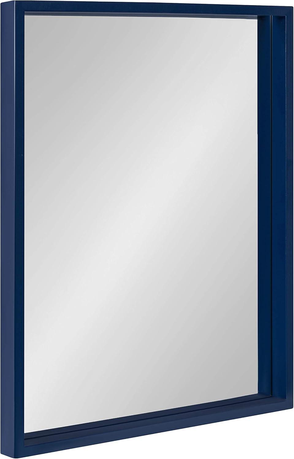 Navy Blue Rectangular Wood Vanity Wall Mirror