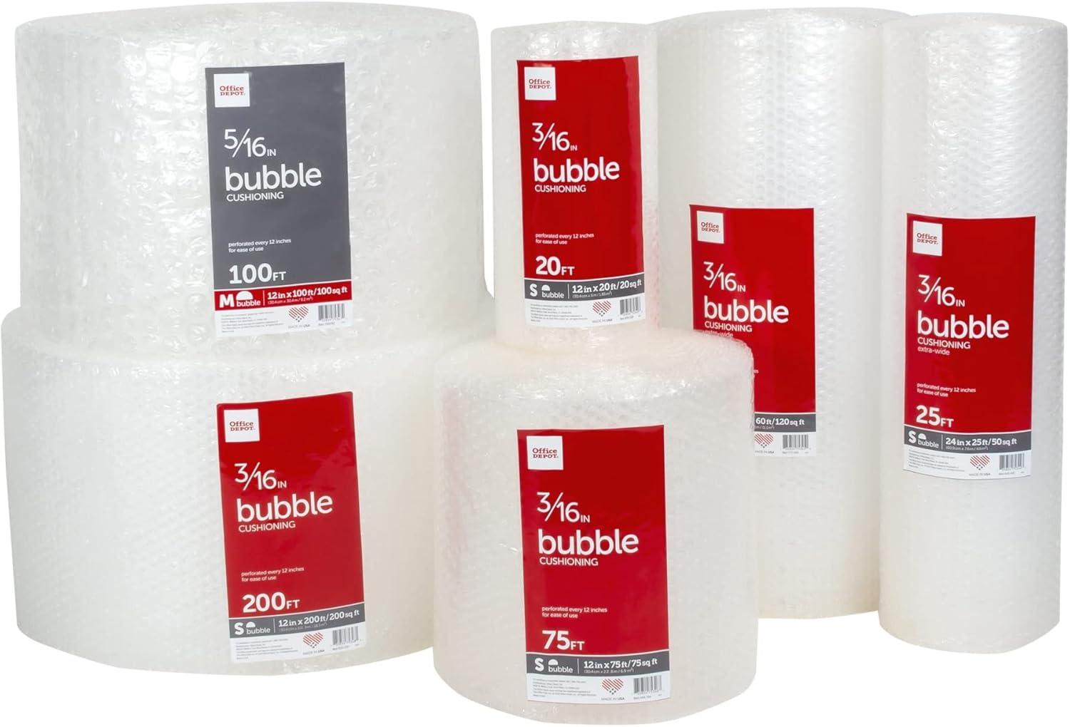 Medium Clear Plastic Bubble Cushioning Roll, 12" x 100'