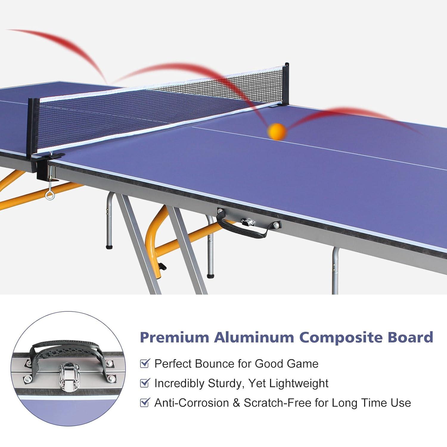 Foldable Blue Aluminum 8ft Table Tennis Set with Net