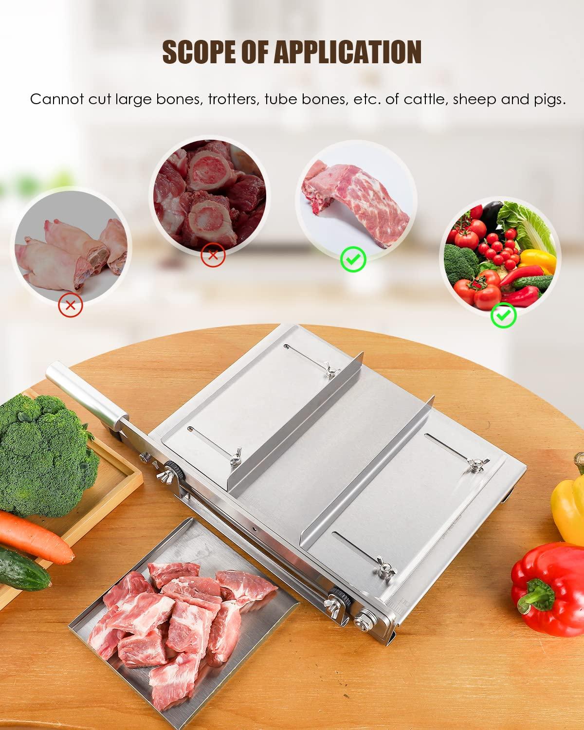 CGOLDENWALL Upgraded Manual Ribs Meat Chopper Slicer Stainless Steel Small Bone Meat Cutter Beef Mutton Household Vegetable Food Slicer Slicing Machine for Home Cooking