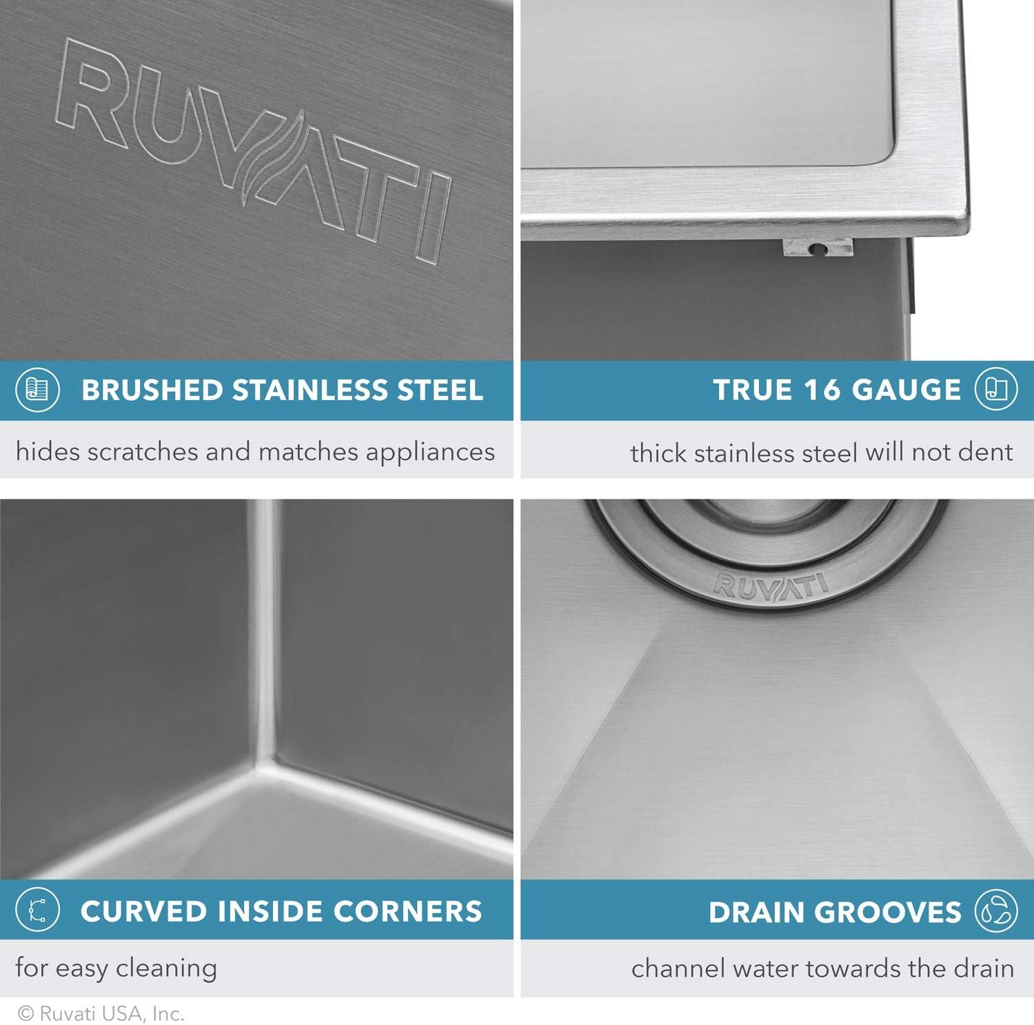 Ruvati 33 x 22 inch Drop-inStainless Steel Rounded Corners Topmount Kitchen Sink Single Bowl