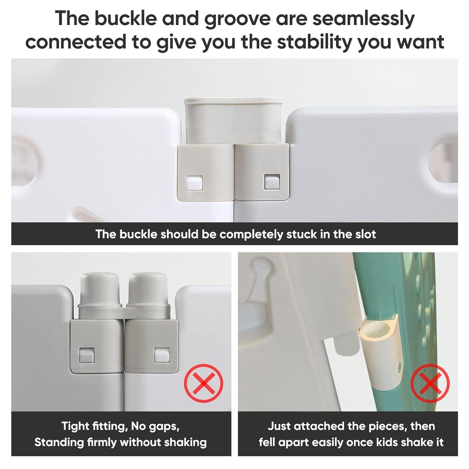 Baby Playpen, Dripex Foldable Playpen for Babies and Toddlers, Custom Shape Baby Fence, Safety Play Yard with Gate, Portable Play Area for Indoor or Outdoor, Grey White, 18 Panel