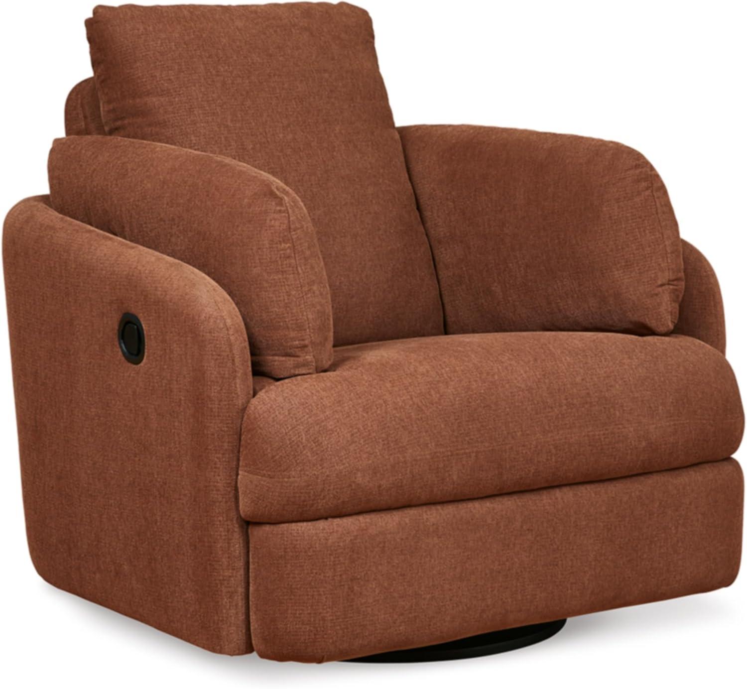 Spice Brown Swivel Recliner Armchair with Hidden Storage