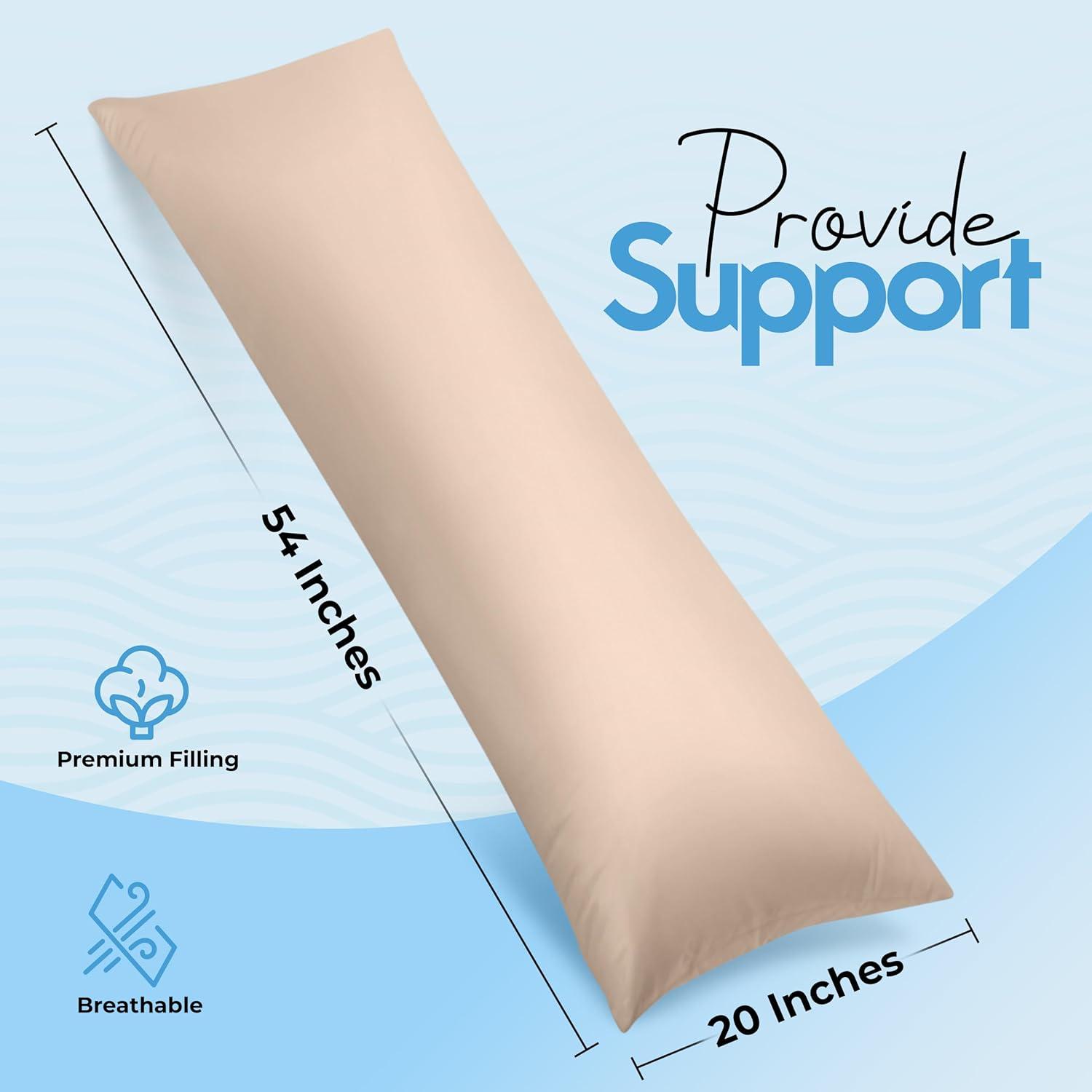 Beige Polyester Full Body Pillow for Side Sleepers