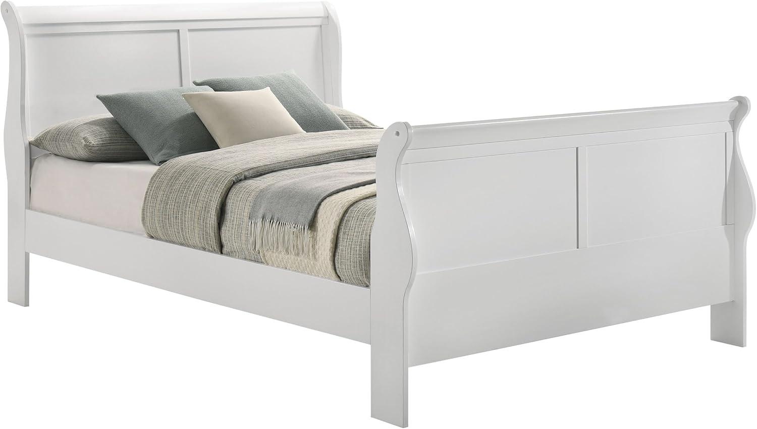 Louis Philippe Full Sleigh Panel Bed White