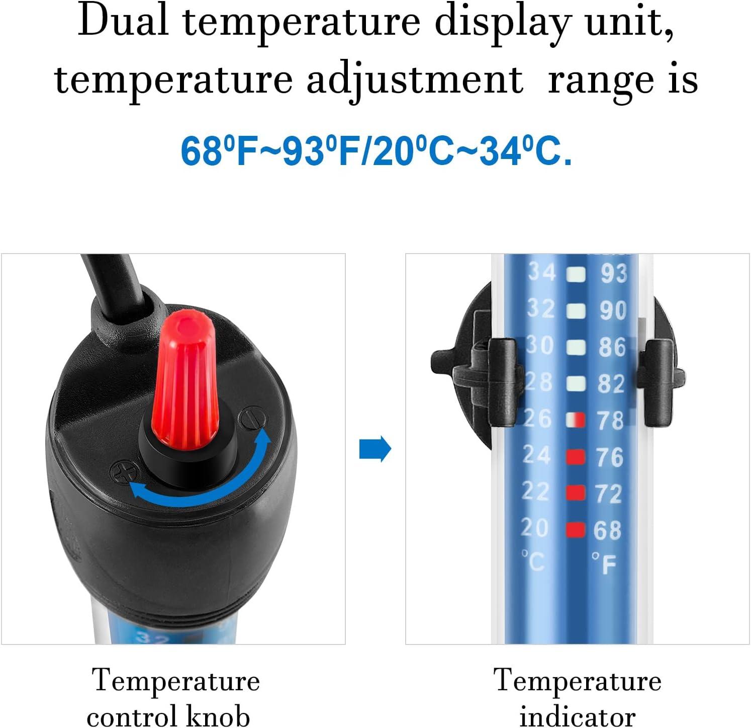 Adjustable 100W Submersible Glass Aquarium Heater with Thermometer