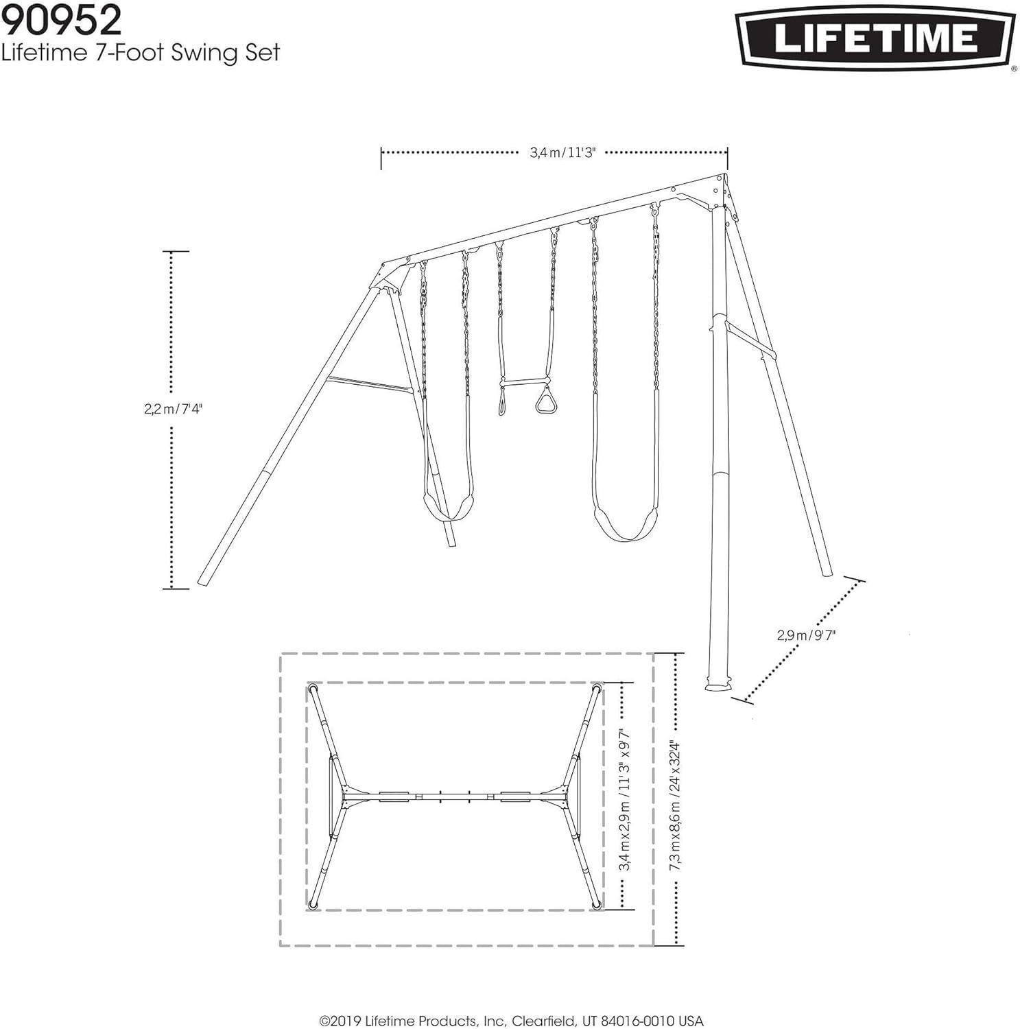 Lifetime 11.25 ft. Metal Swing Set with Trapeze Bar