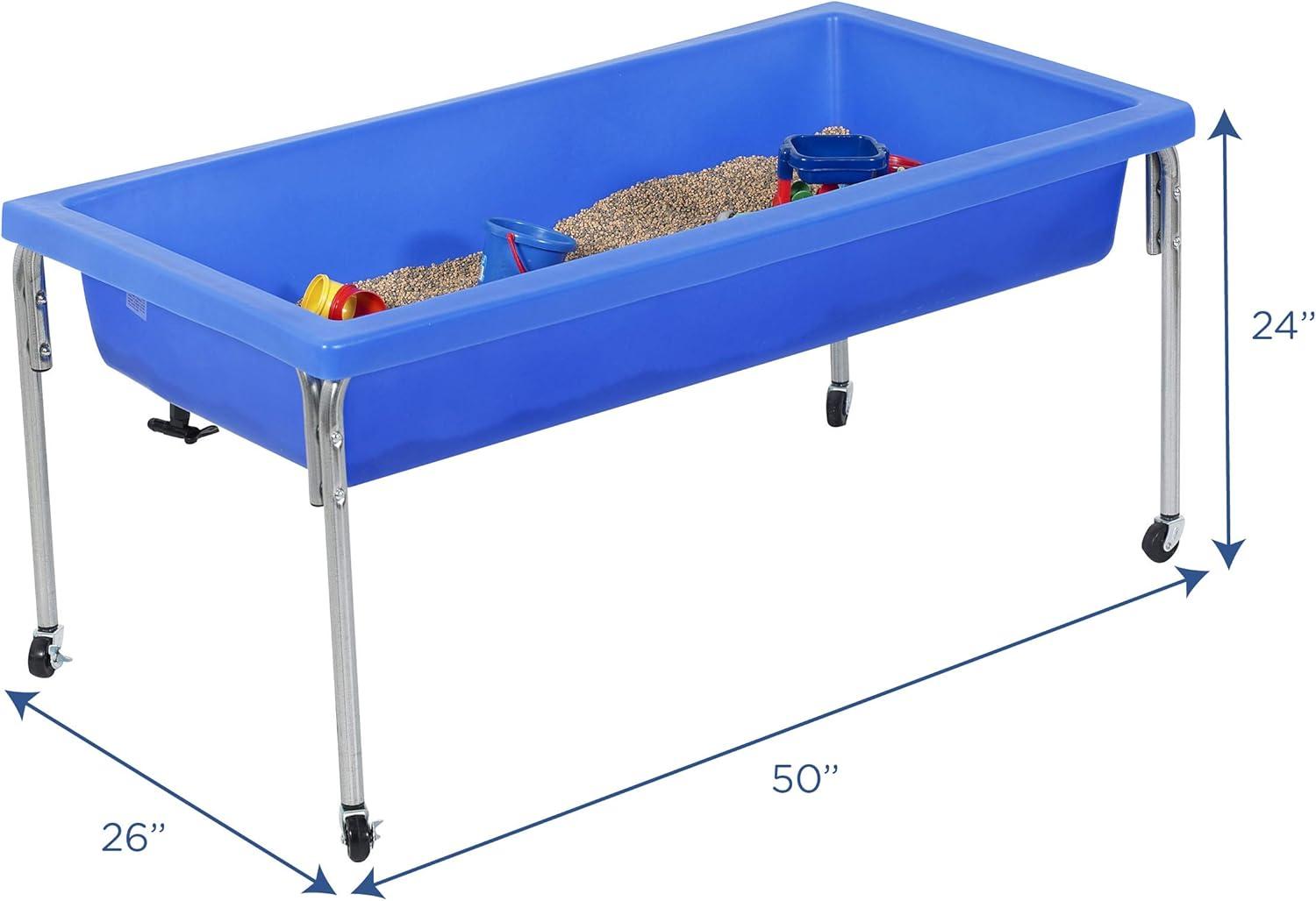 Blue Rectangular Children's Sensory Table with Lid