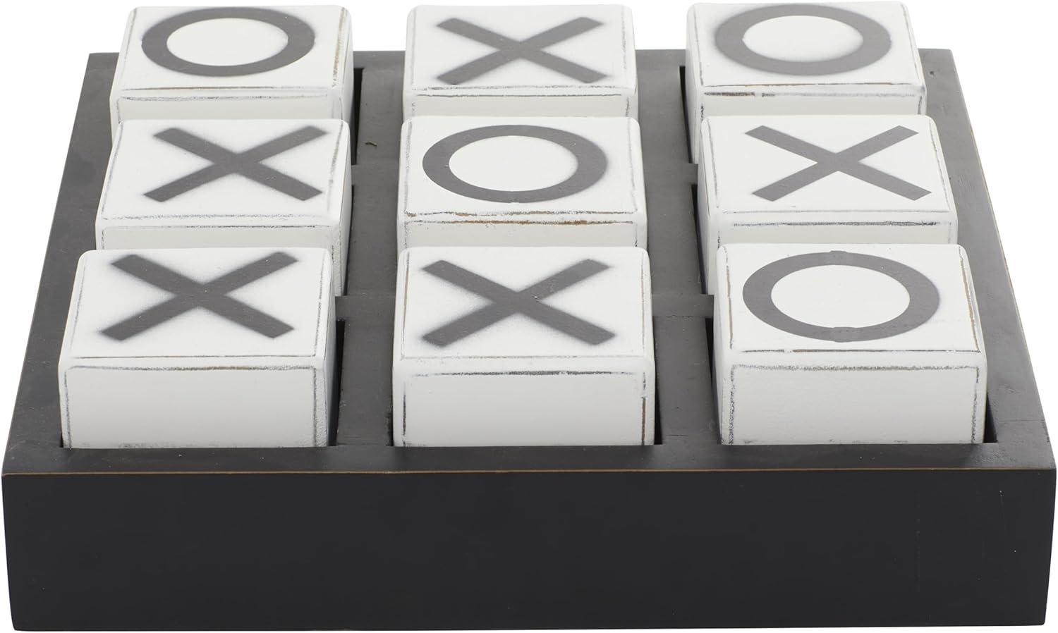 14" Contemporary Wooden Tic Tac Toe Sculpture Black - Olivia & May: MDF Tabletop Game Set