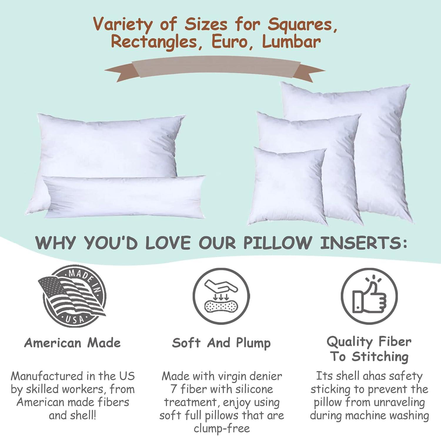 16x16 White Polyester Synthetic Down Pillow Insert