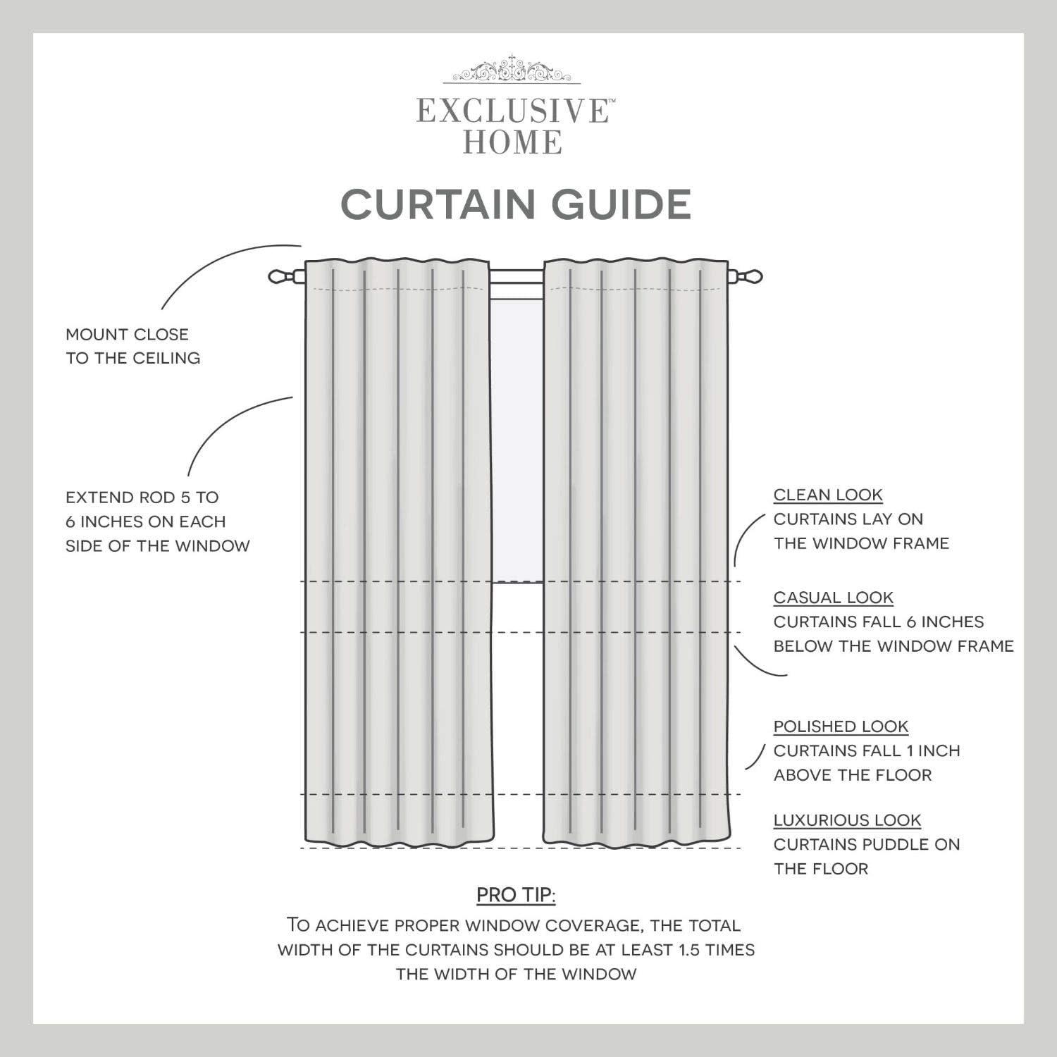 Set of 2 Crescendo Lined Blackout Hidden Tab Curtain Panel - Exclusive Home