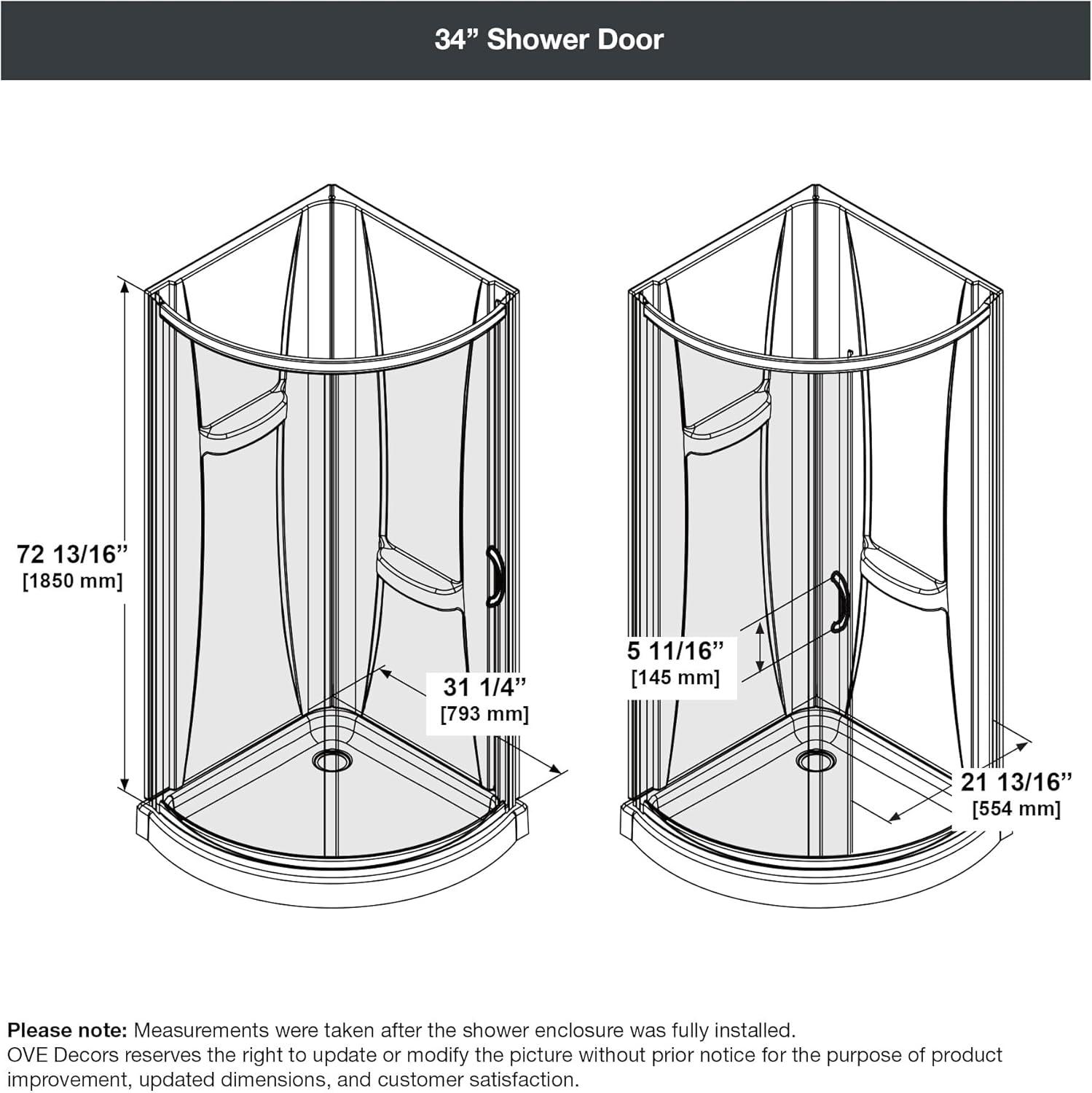 Ove Decors OVE Decors Breeze 35 in. Round Shower Kit w/ Frosted, Base, Wall 15SKA-BREF34-BLKAC