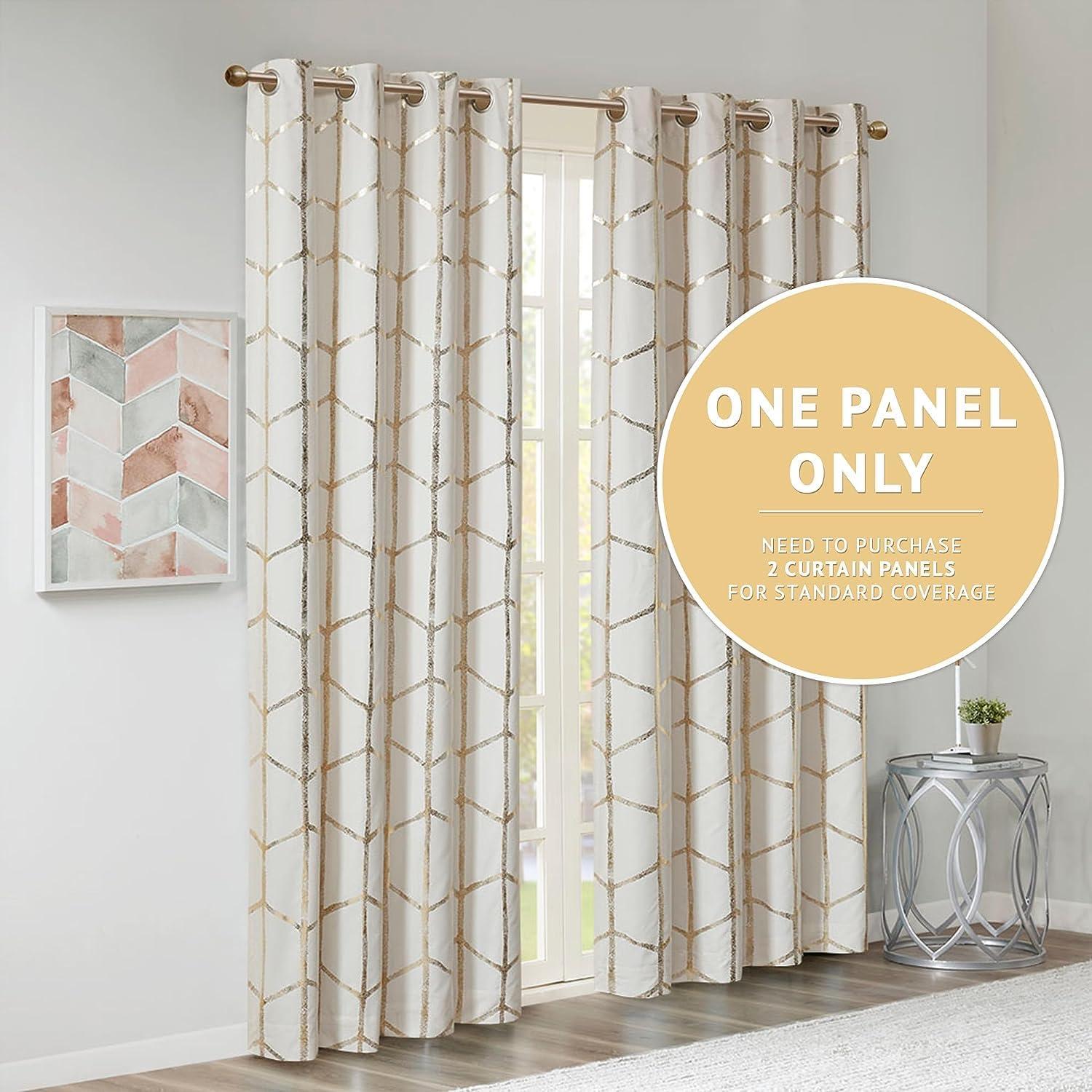 Intelligent Design Raina Geometric Total Blackout Grommet Single Curtain Panel