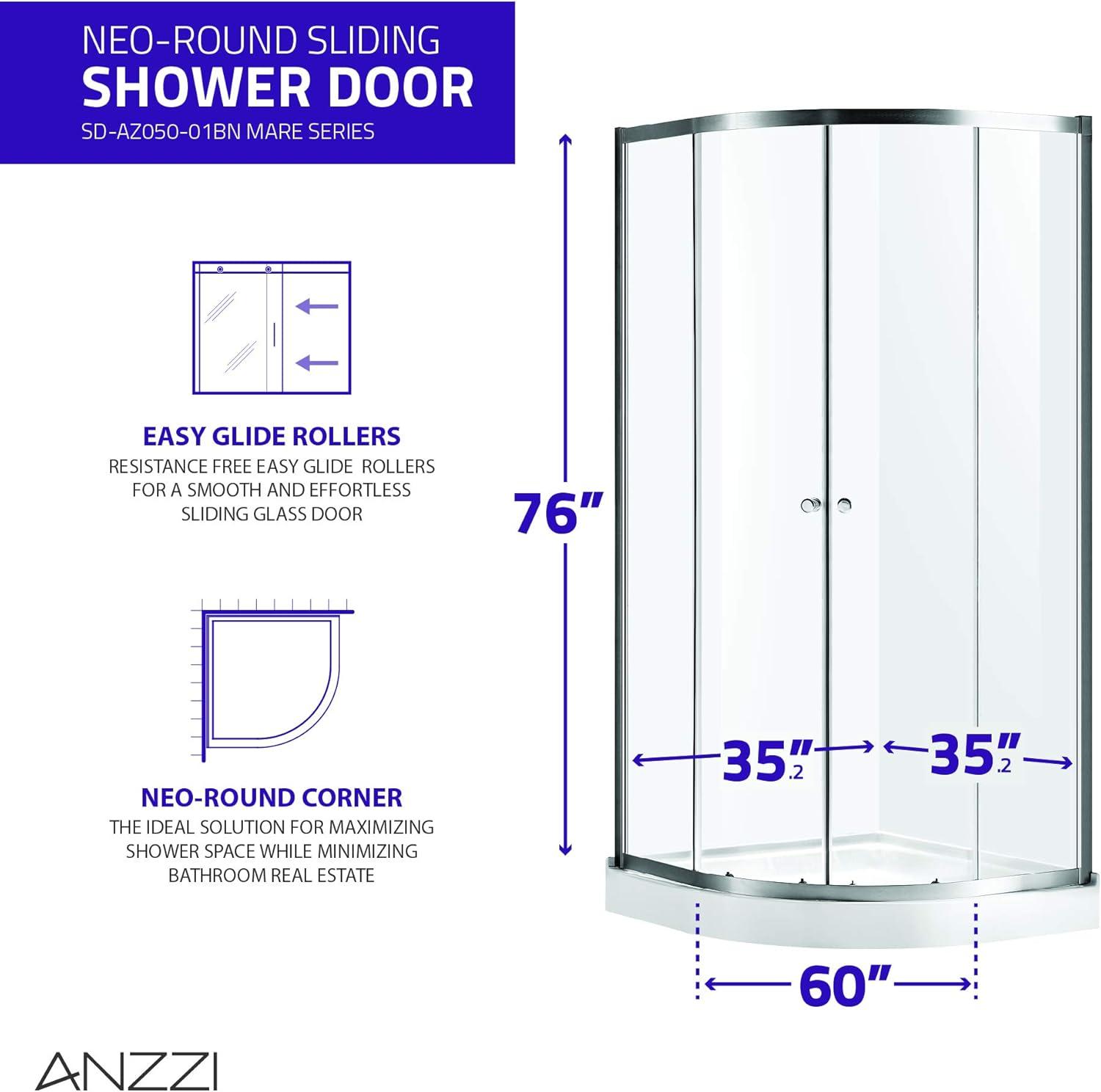 Mare Series 35.2'' W 76'' H Framed Round Reversible Shower Enclosure