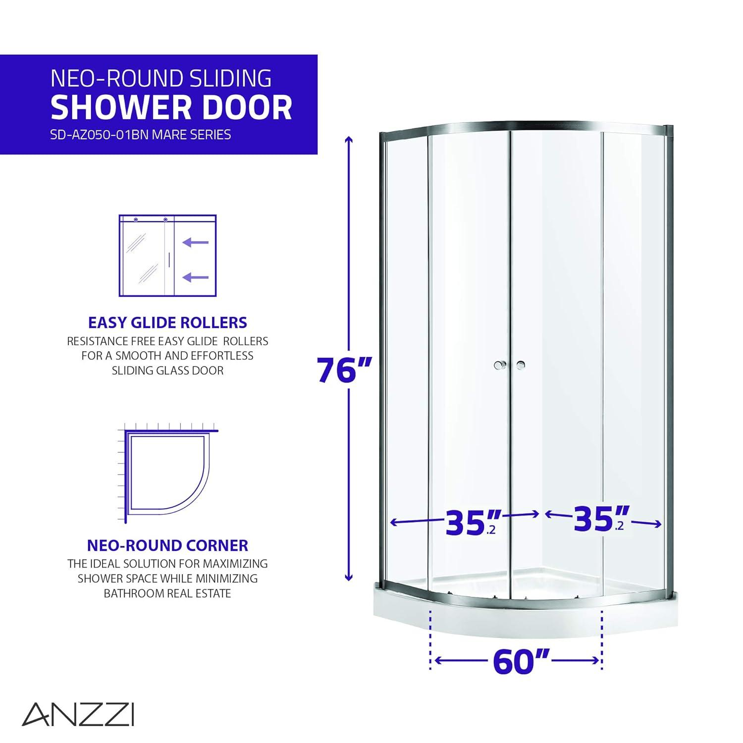 Mare Series 35.2'' W 76'' H Framed Round Reversible Shower Enclosure