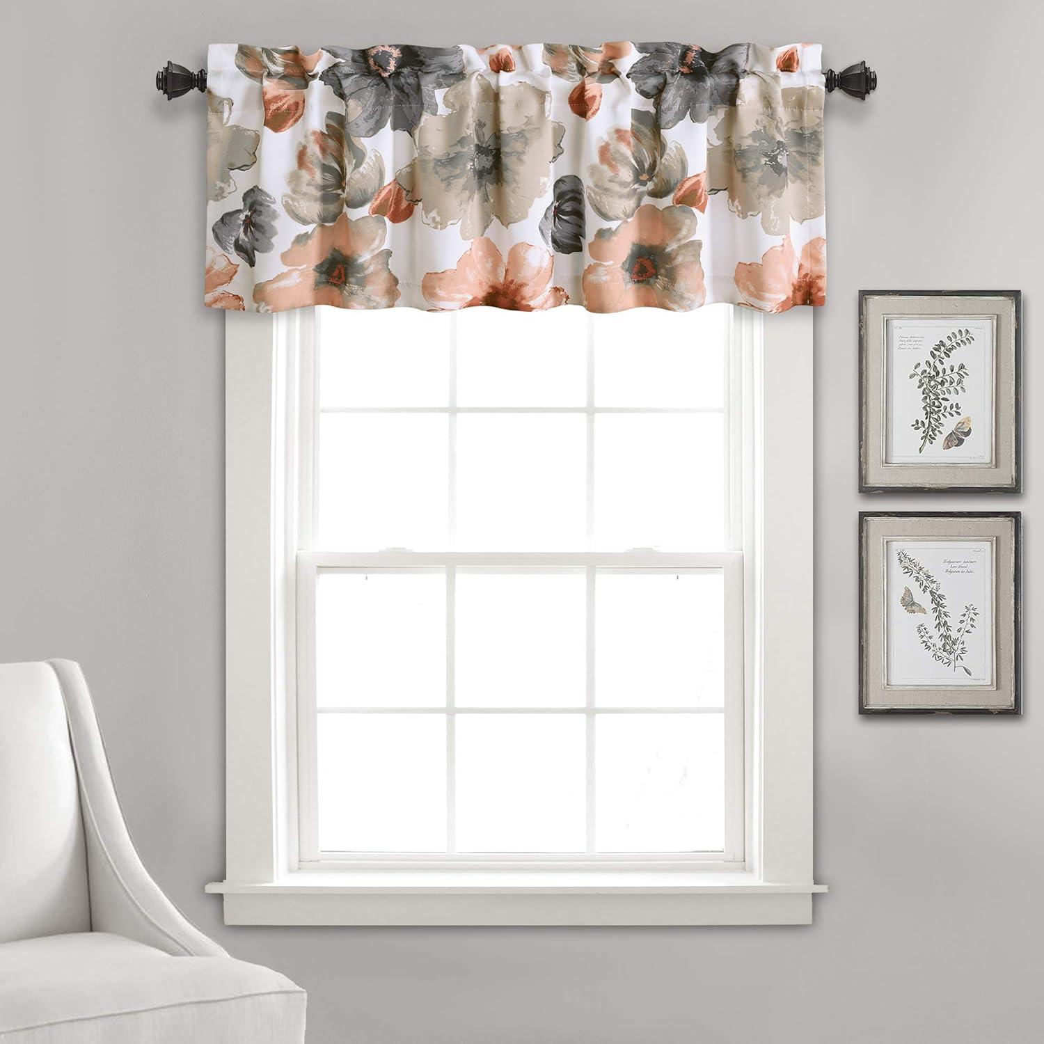 Lush Decor Leah Floral Tailored 52'' W Window Valance