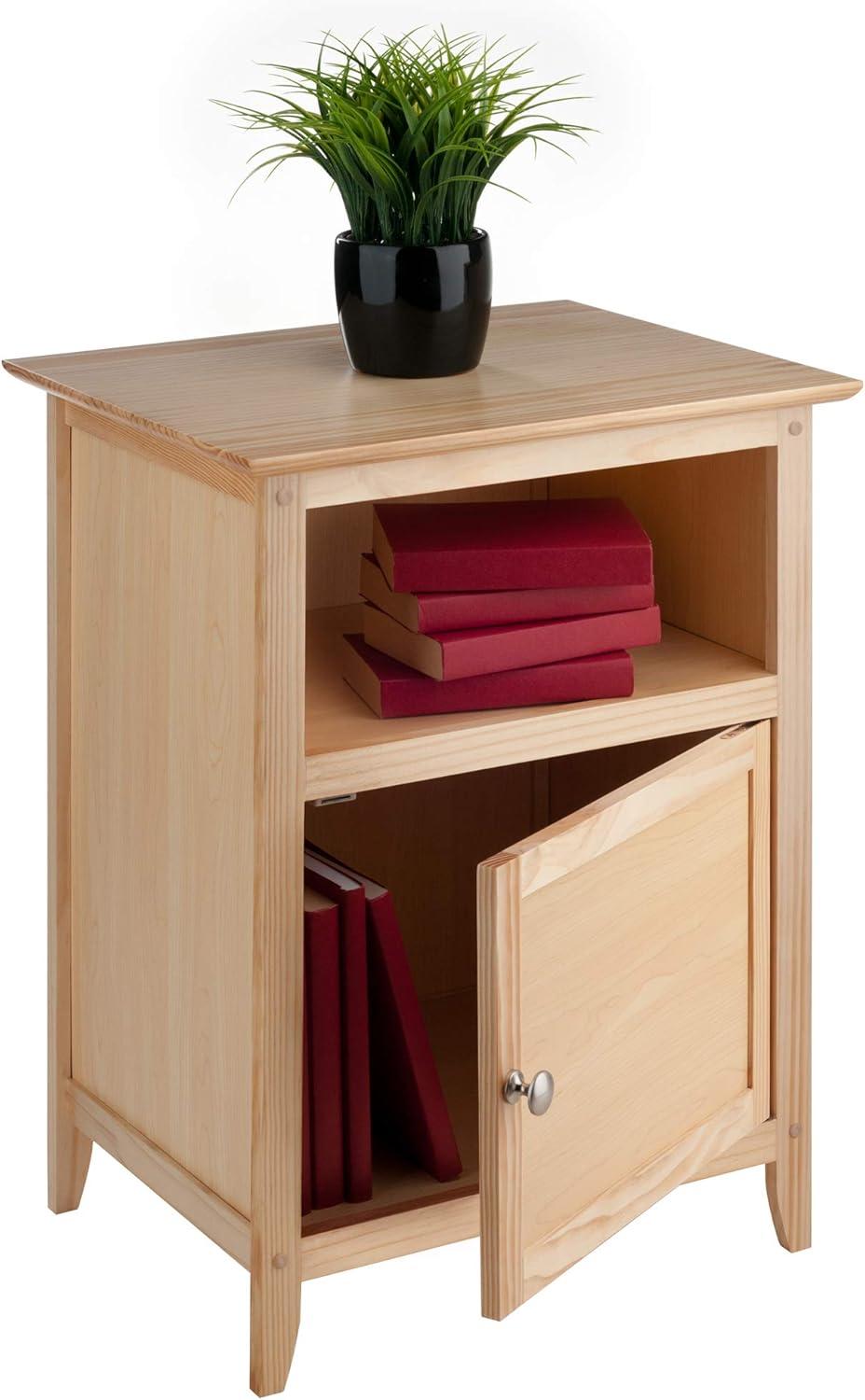 Winsome Henry Nightstand Natural: Bedside Table with Cabinet Door, Wood Veneer, MDF Frame, Assembly Tools Provided