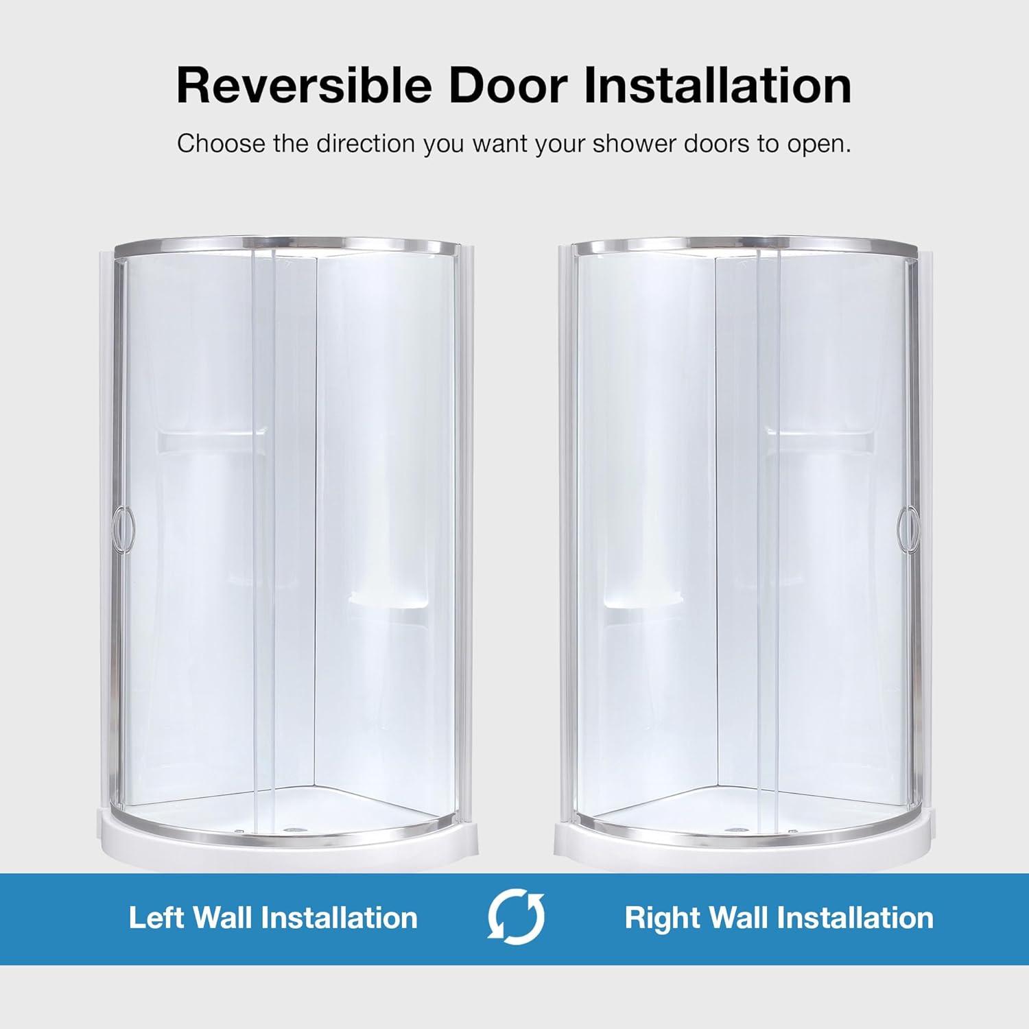 OVE Decors Breeze 33 in. Round Shower Kit w/ Clear, Base, Wall