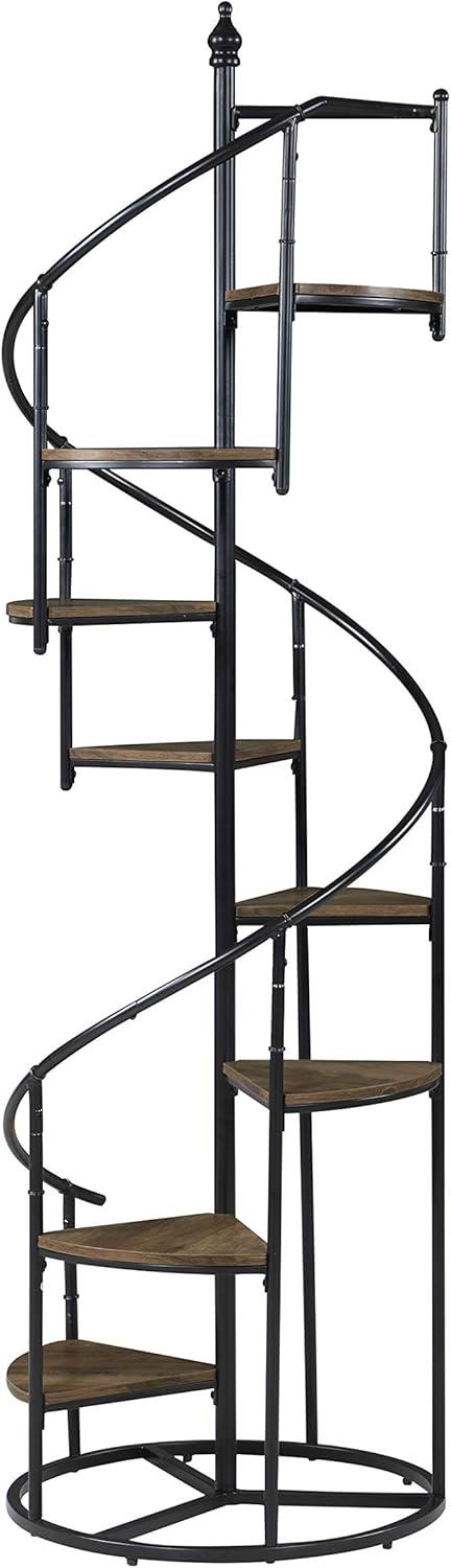 8-shelf Staircase Bookcase Rustic Brown and Black