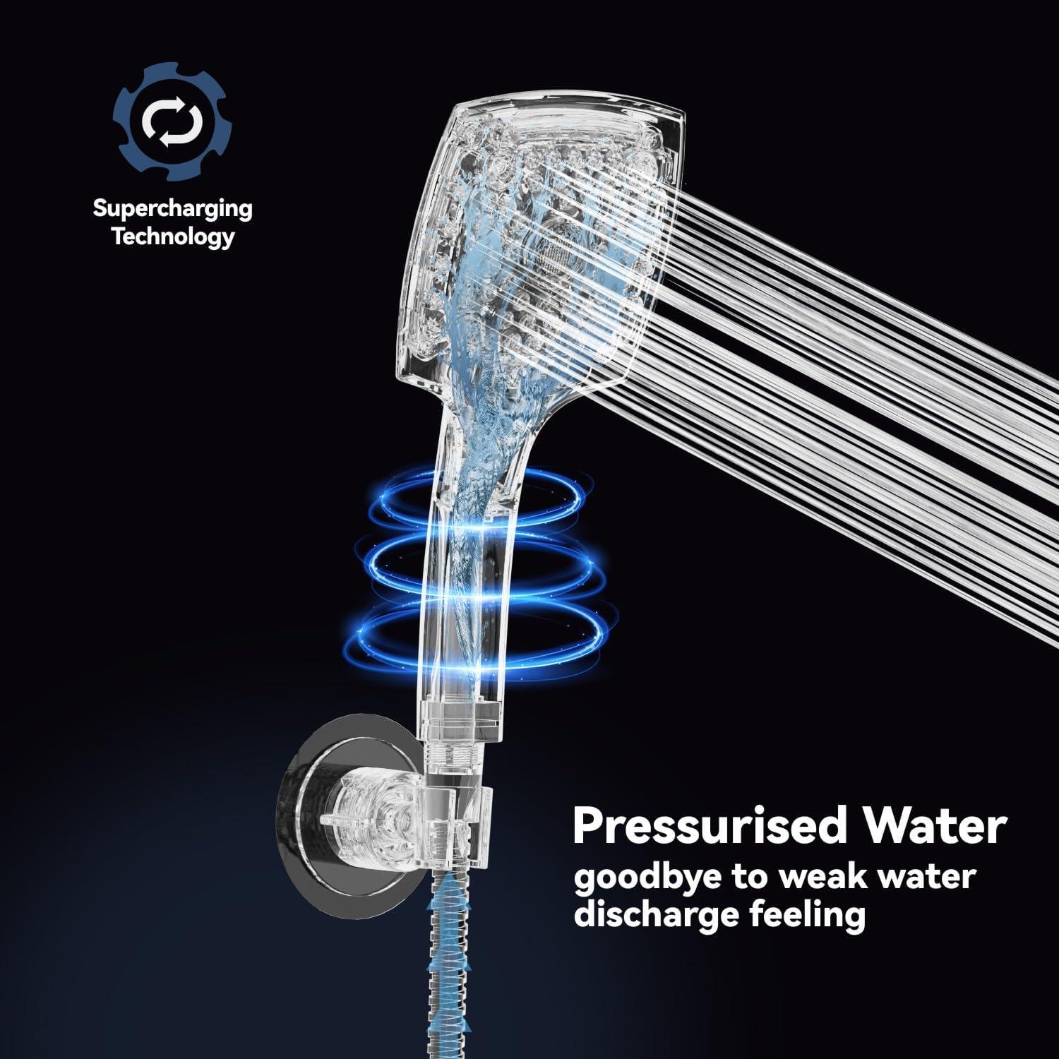 ELLO&ALLO Rain Shower Head with Handheld Spray, Rainfall Shower Head Combo with 60" Hose, Adjustable Dual Showerhead Set with 3-Way Diverter, Chrome