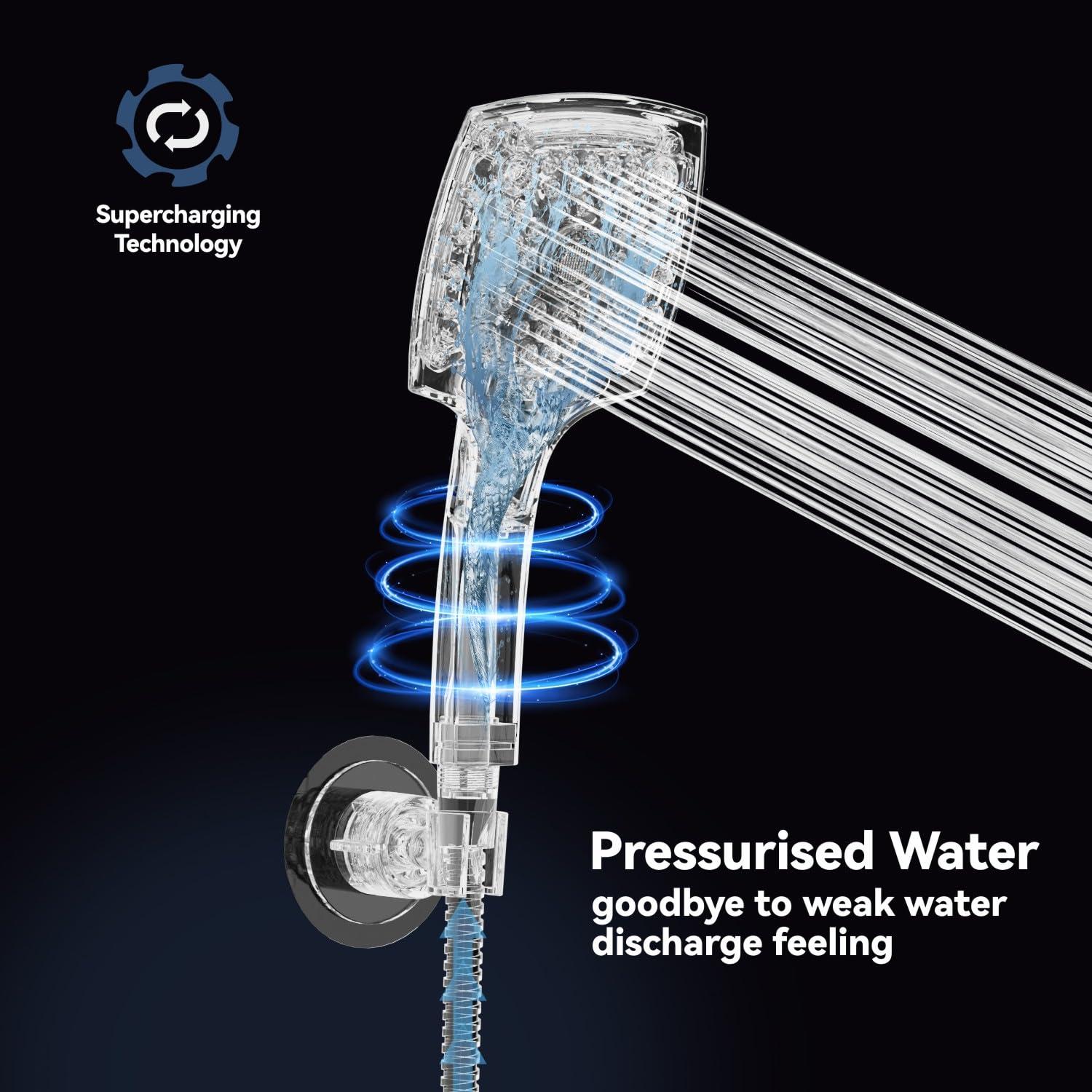 ELLO&ALLO Rain Shower Head with Handheld Spray, Rainfall Shower Head Combo with 60" Hose, Adjustable Dual Showerhead Set with 3-Way Diverter, Chrome