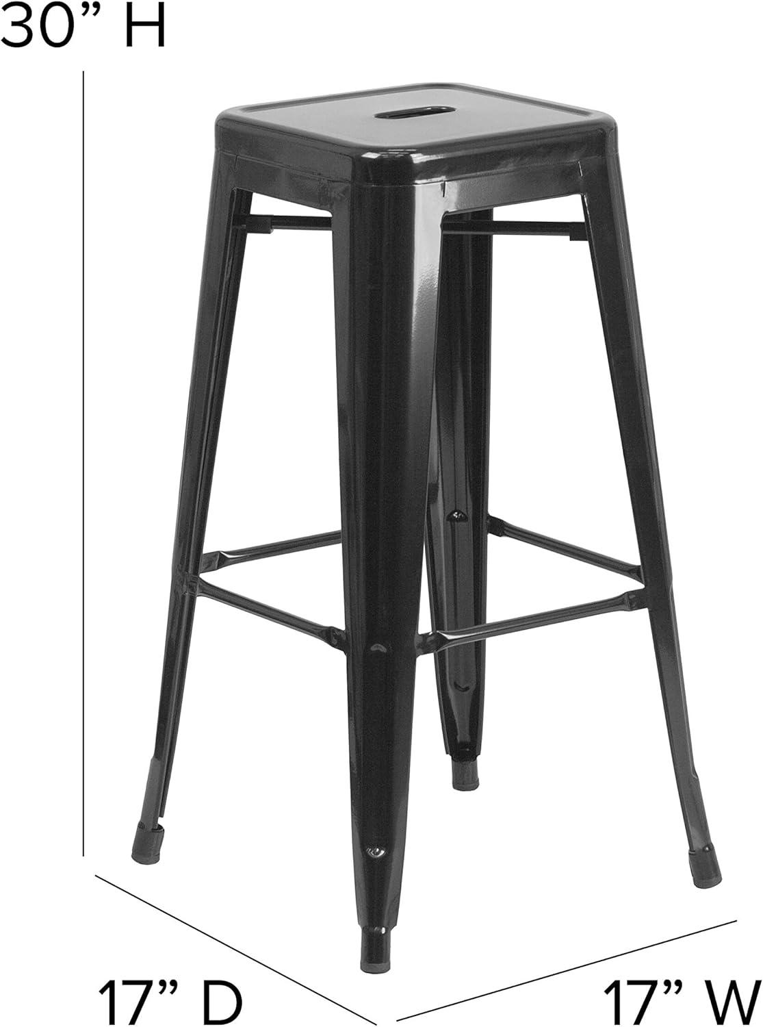 Flash Furniture Commercial Grade 30" High Backless Metal Indoor-Outdoor Barstool with Square Seat