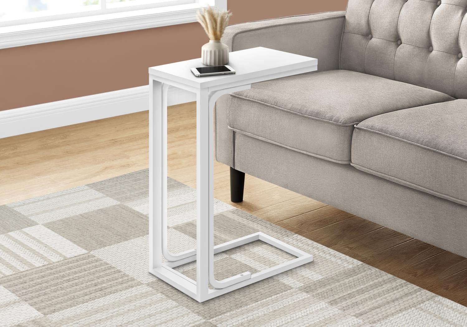 Monarch C-shaped Accent Table in Metal White