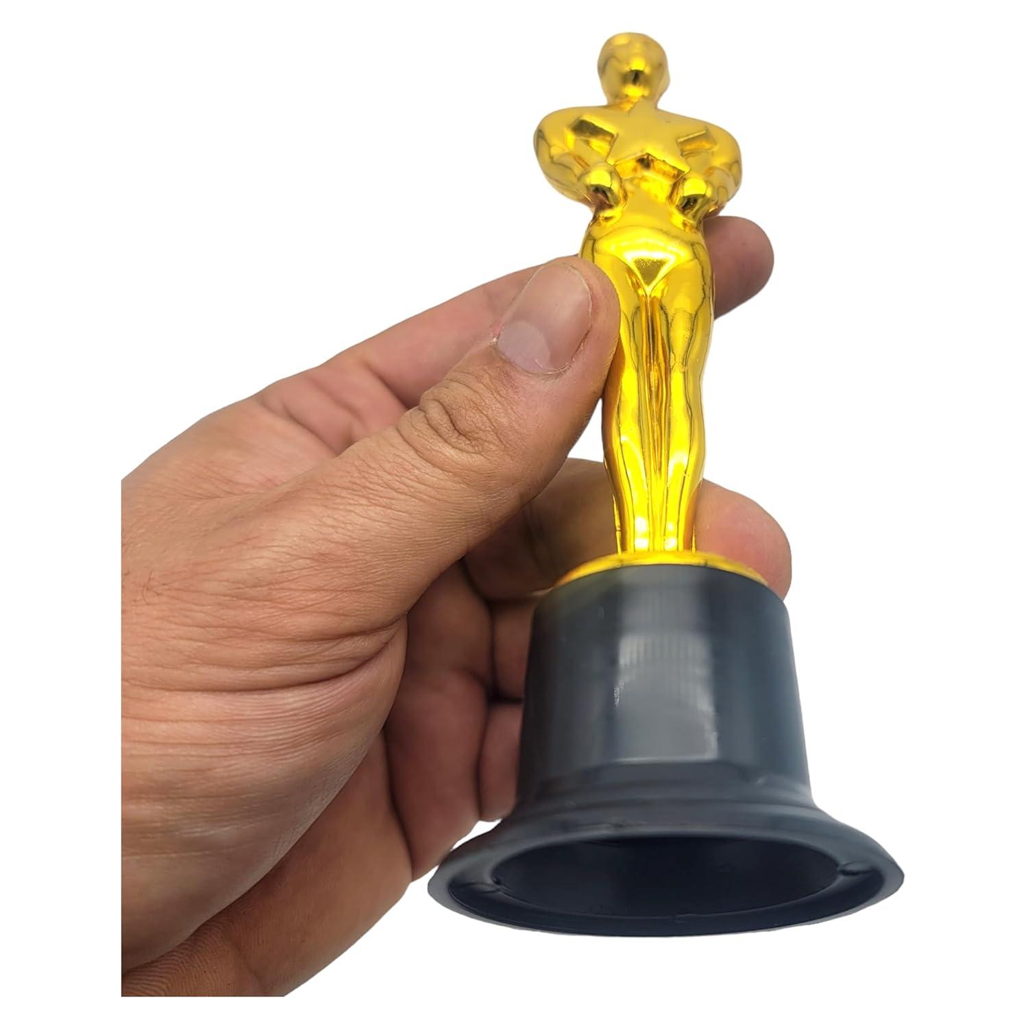 WINKIO Gold Award Trophies，Gold Award Statues, Pack of 6 Mini Trophies, Plastic Trophy Award for Competition,Events, Sports, Party Decorations,Award Ceremony and Appreciation Gift