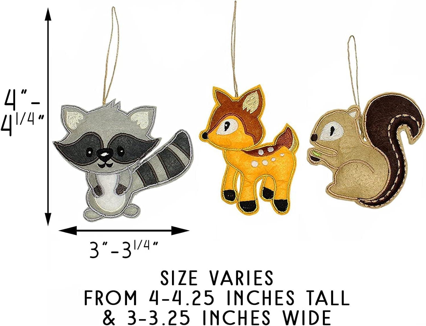 Darware My Forest Friends Plush Animal Christmas Tree Ornaments, 6pc Set; Holiday Craft Decoration Baby Shower