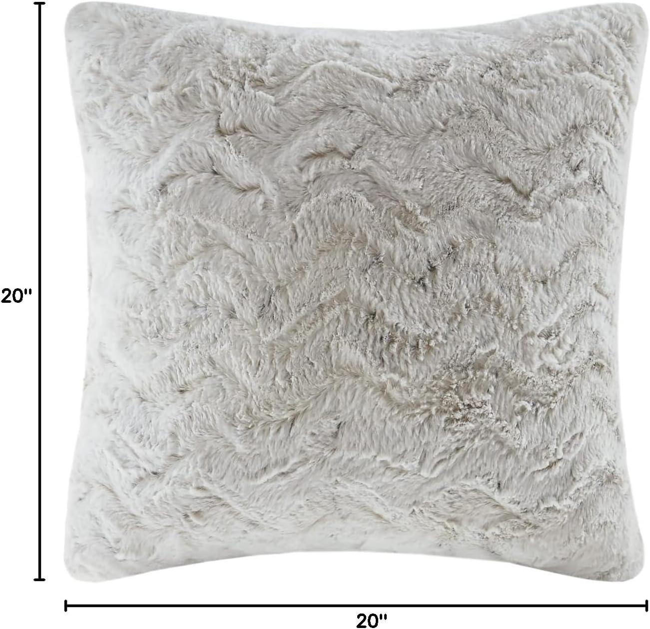 Faux Fur Striped Throw Pillow