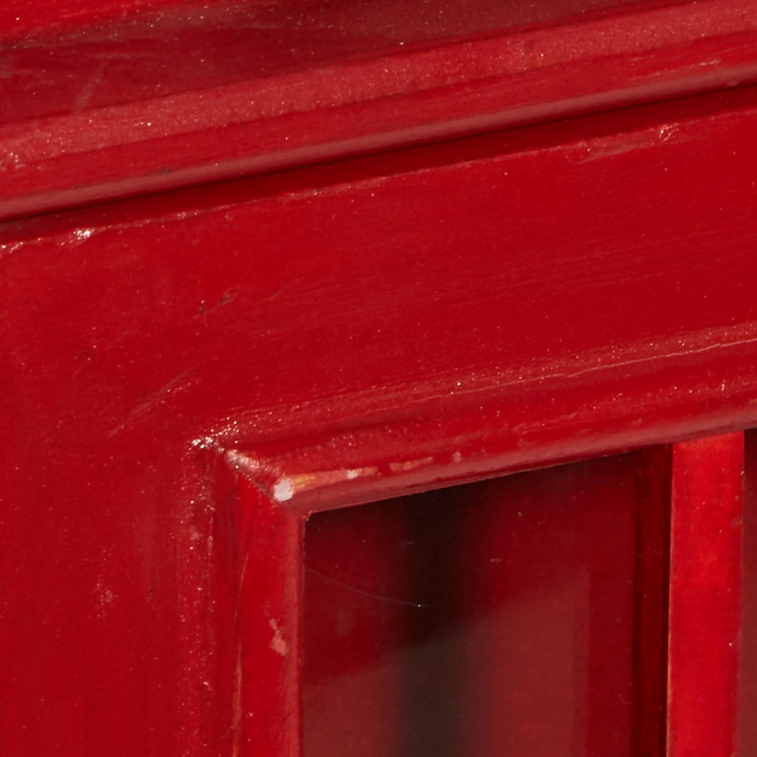 DecMode 11" x 30" Red Wooden London Telephone Booth 2 Shelf Storage Unit, 1-Piece