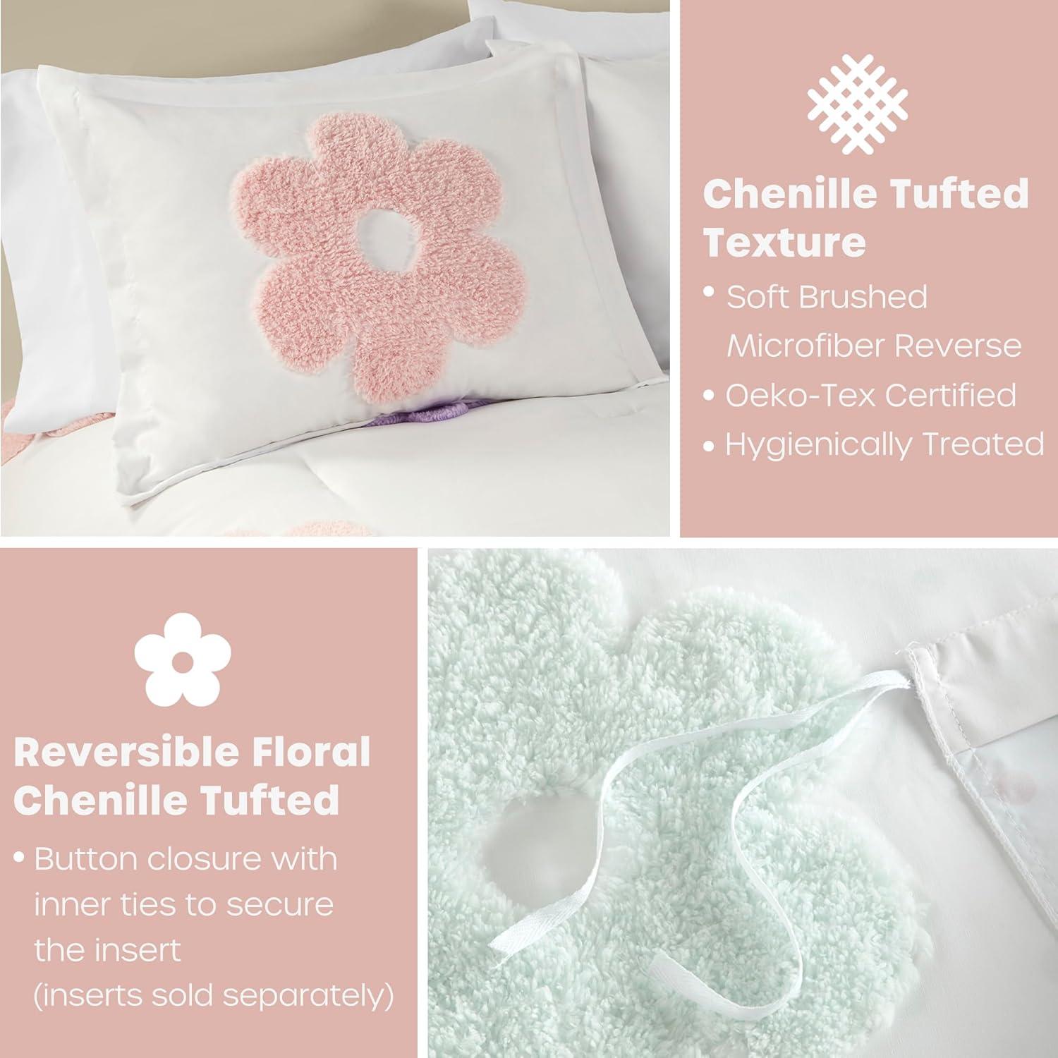 Gracie Floral Reversible Tufted Chenille Duvet Cover Set