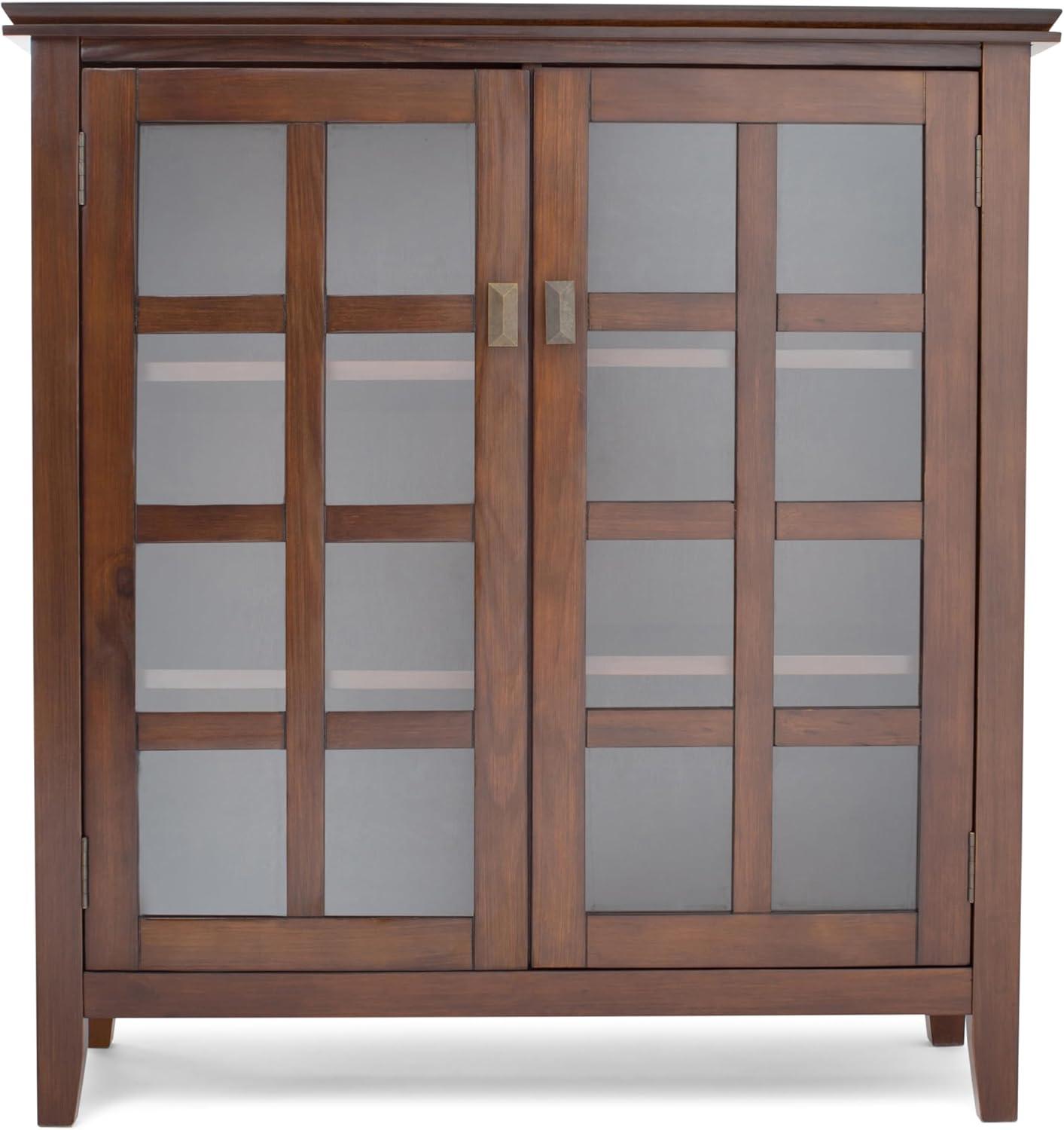 Simpli Home Artisan SOLID WOOD 38 inch Wide Transitional Medium Storage Cabinet in Russet Brown