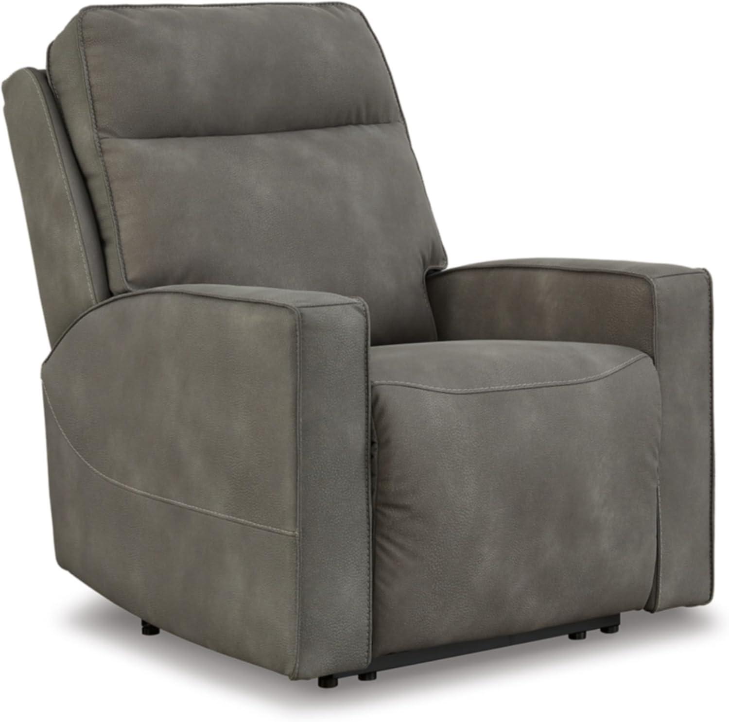 Slate Gray Microfiber Power Recliner with Adjustable Headrest