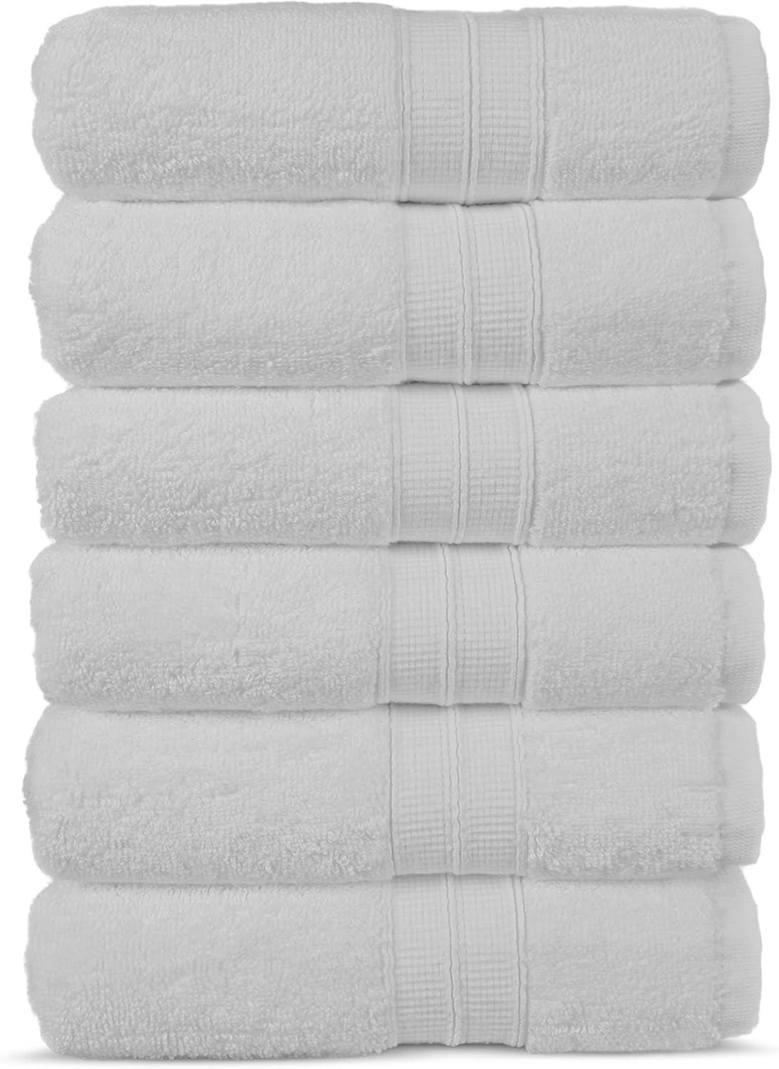 White 6-Piece Ultra Soft Turkish Cotton Washcloth Set