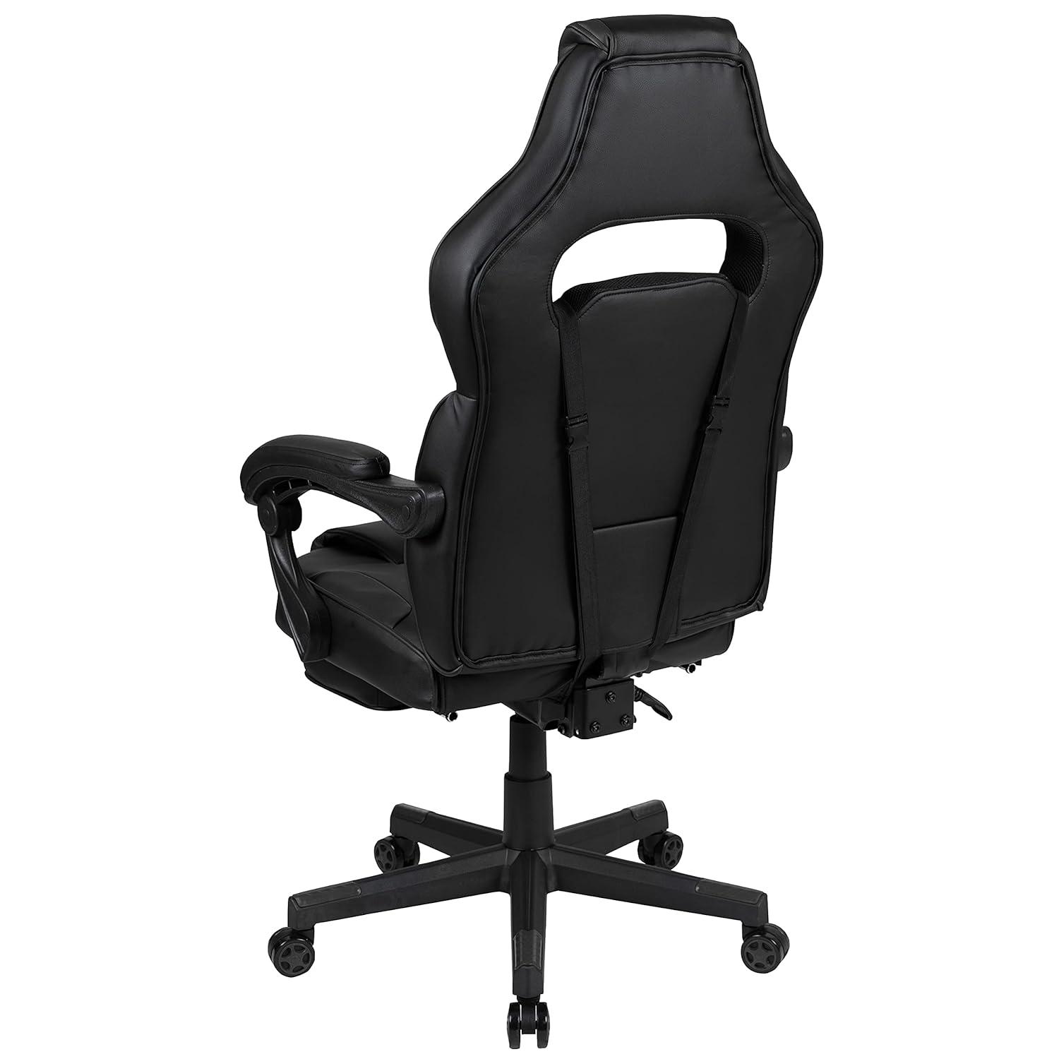 Flash Furniture X40 Gaming Chair Racing Ergonomic Computer Chair with Fully Reclining Back/Arms, Slide-Out Footrest, Massaging Lumbar - Black