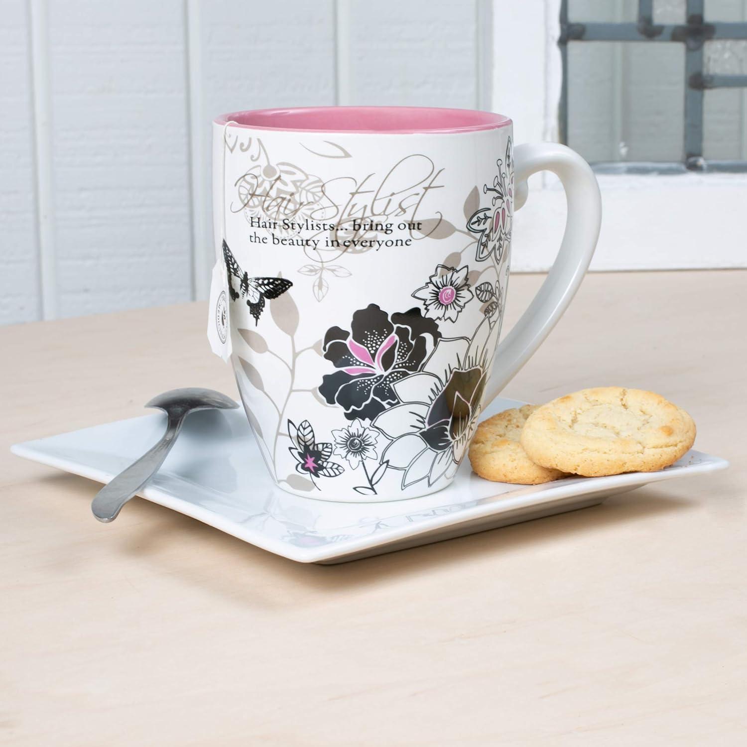 Pink Floral Ceramic 20-Ounce Microwave Safe Mug